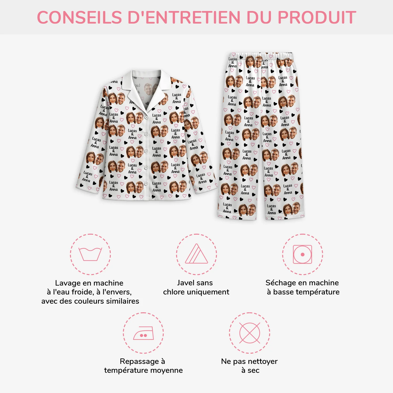 Pyjama Couple Personnalisé Avec Photo - Notre Amour - Image 4