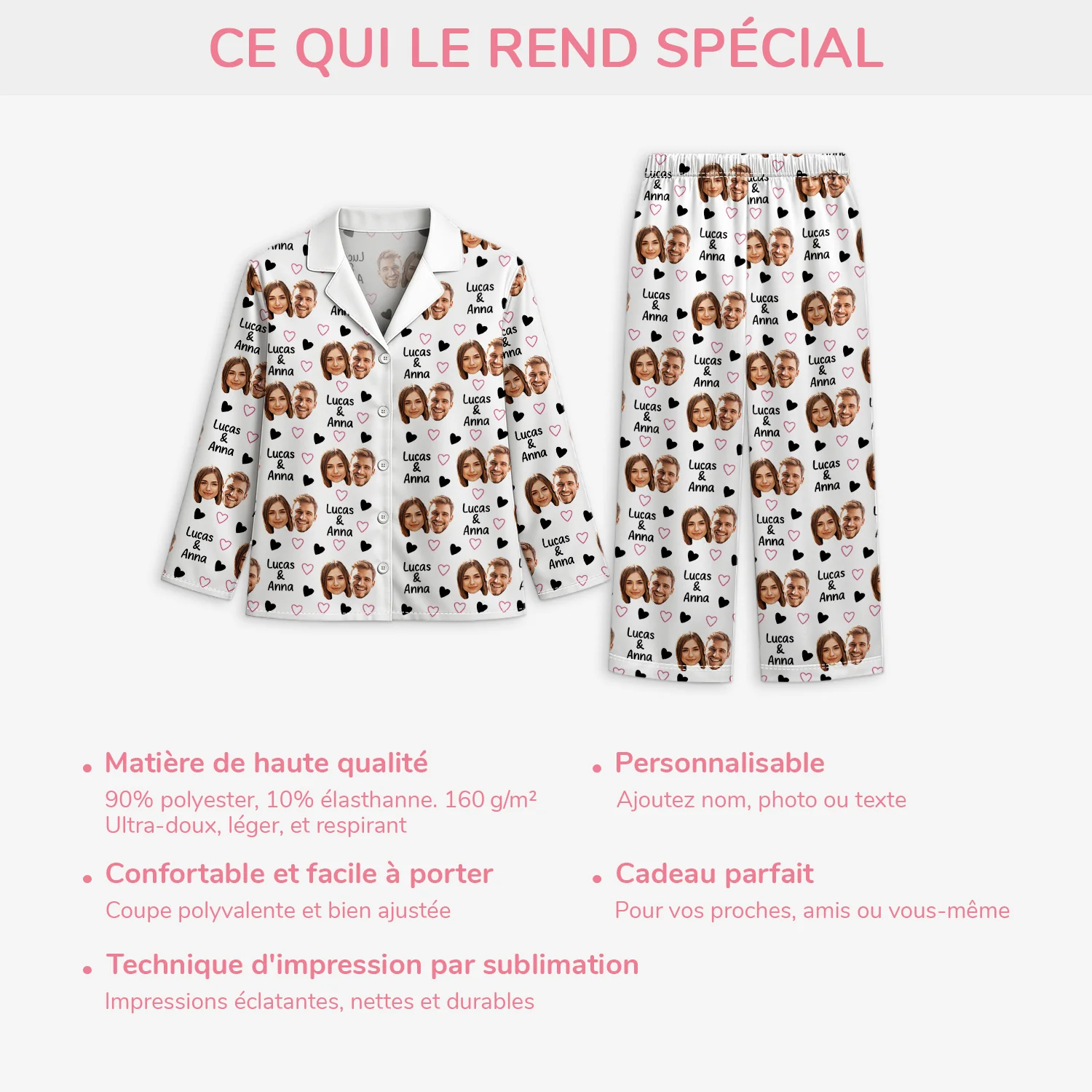 Pyjama Couple Personnalisé Avec Photo - Notre Amour - Image 5