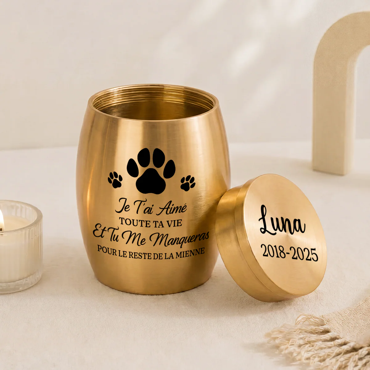 Petite Urne Funéraire Personnalisée Commémorative Pour Animal - Je T'aime Toute Ta Vie - Image 2