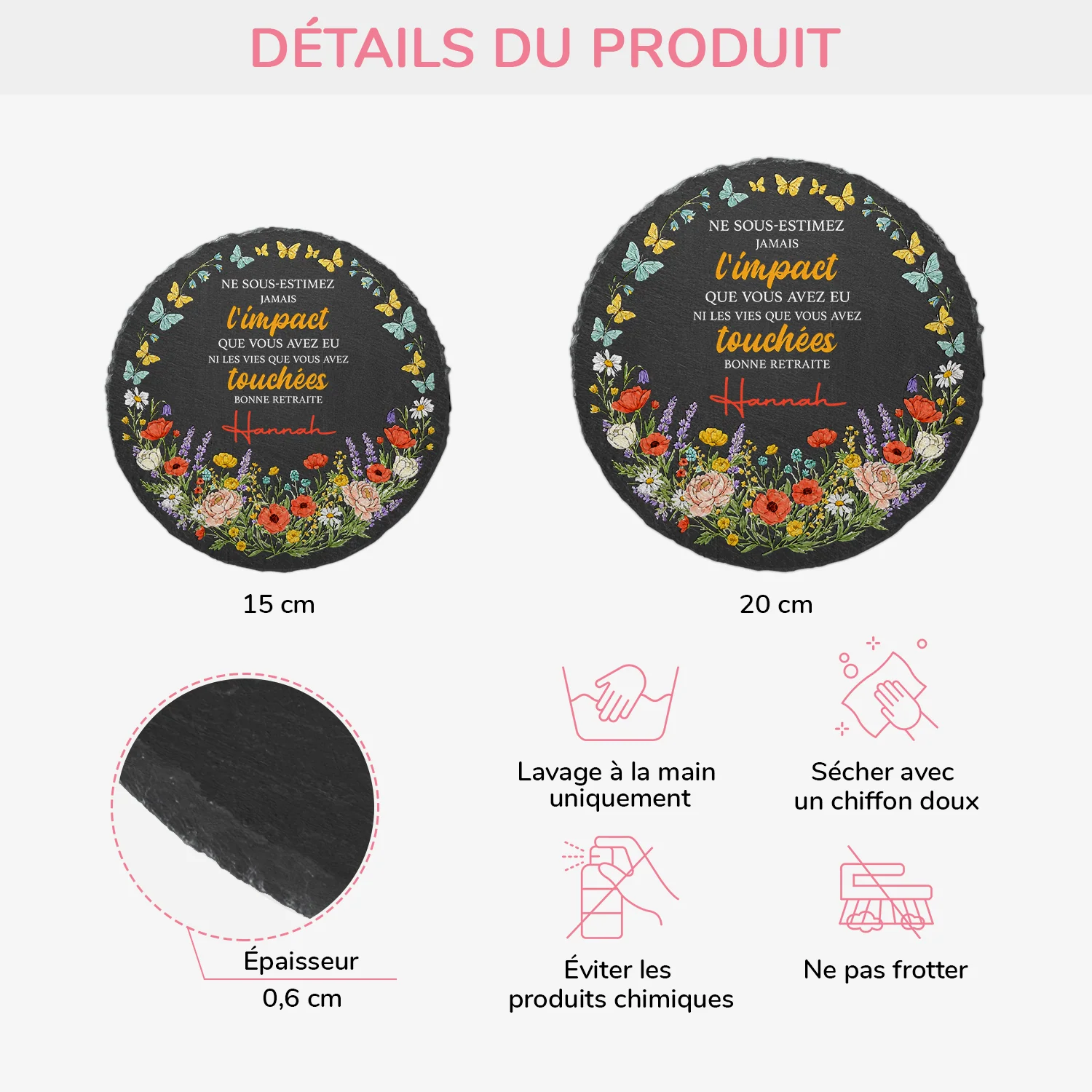 Pierre Commémorative Personnalisée Pour Jardin - Bonne Retraite Ne Sous-estimez Jamais Votre Impact - Image 4