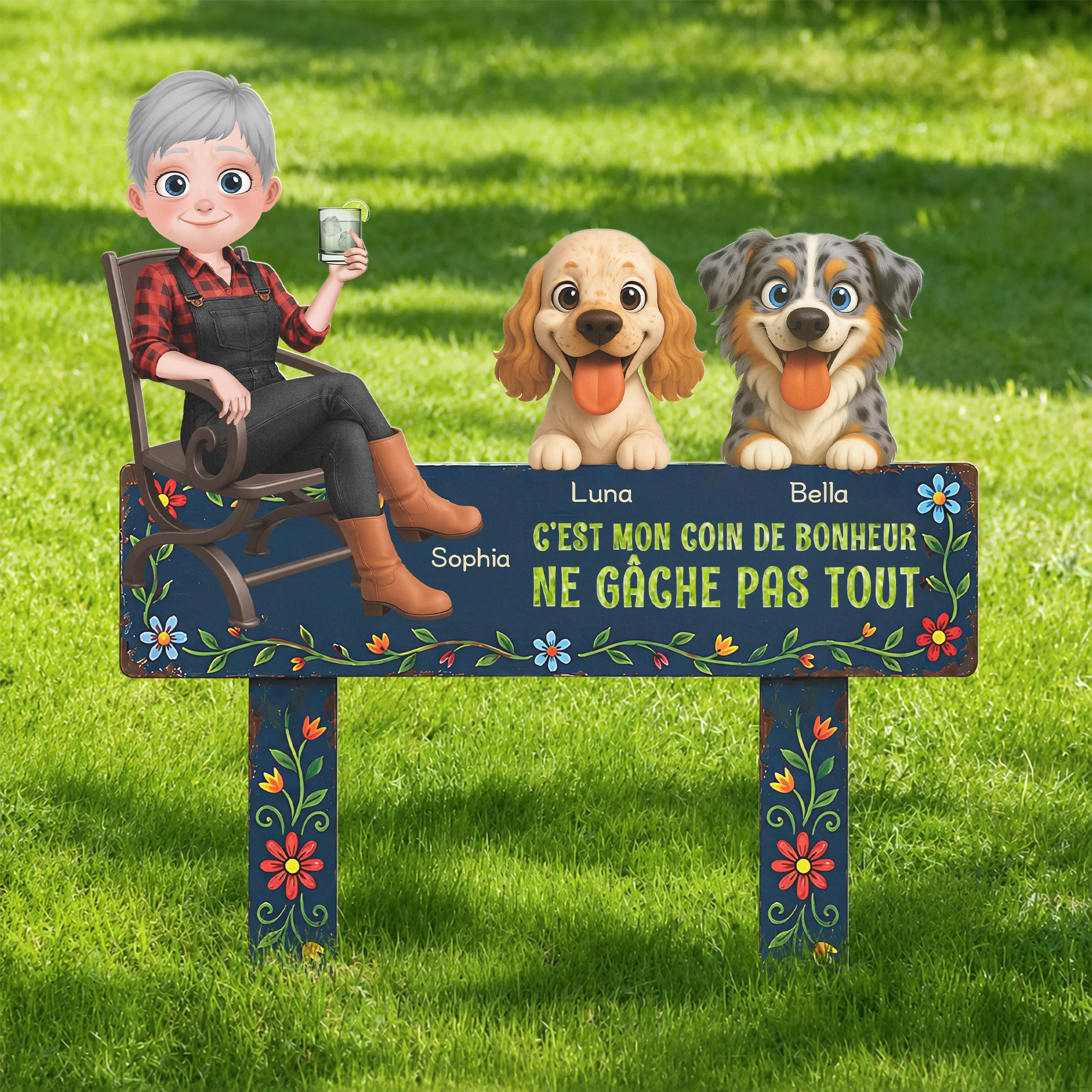 Piquet De Jardin Décoratif Personnalisé Humour Chien - Coin De Bonheur