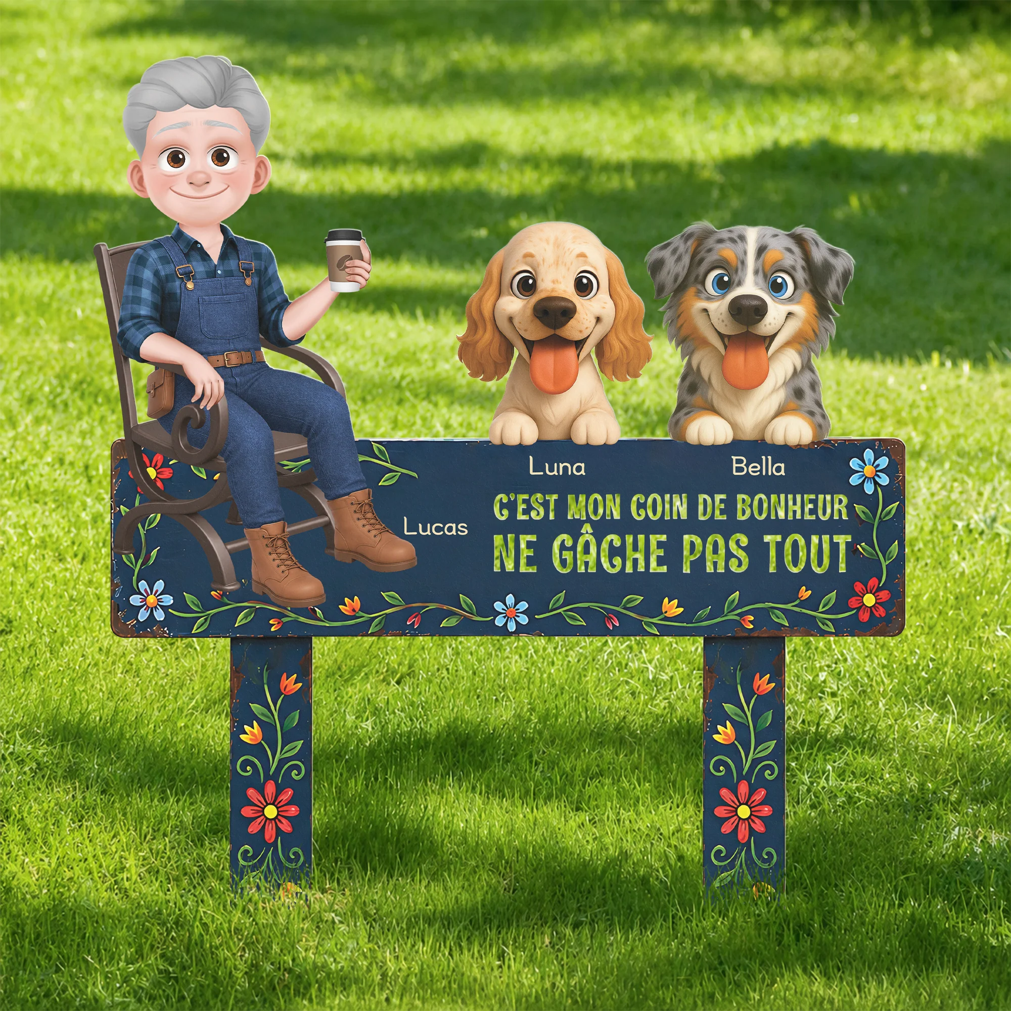 Piquet De Jardin Décoratif Personnalisé Humour Chien - Coin De Bonheur - Image 2
