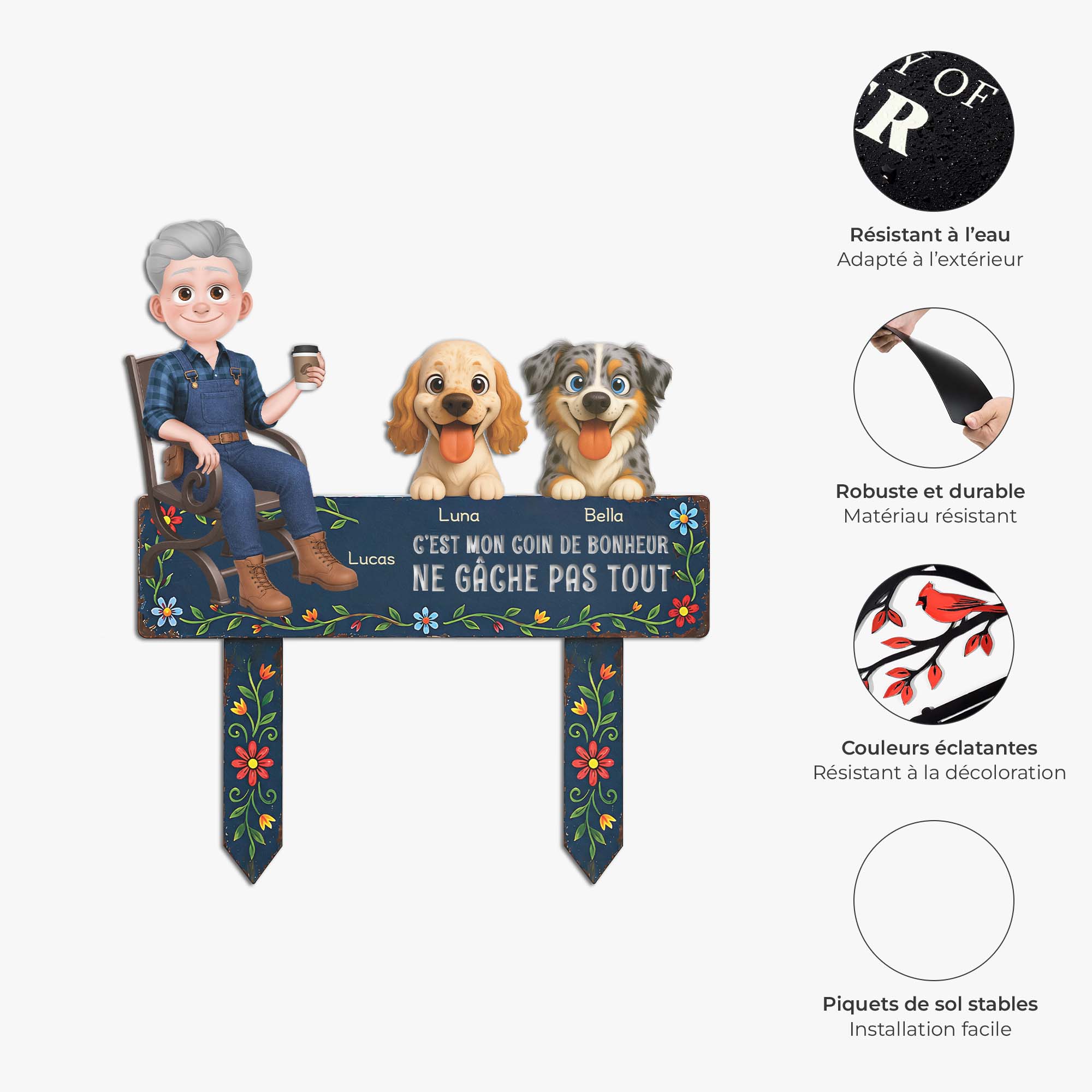 Piquet De Jardin Décoratif Personnalisé Humour Chien - Coin De Bonheur - Image 5