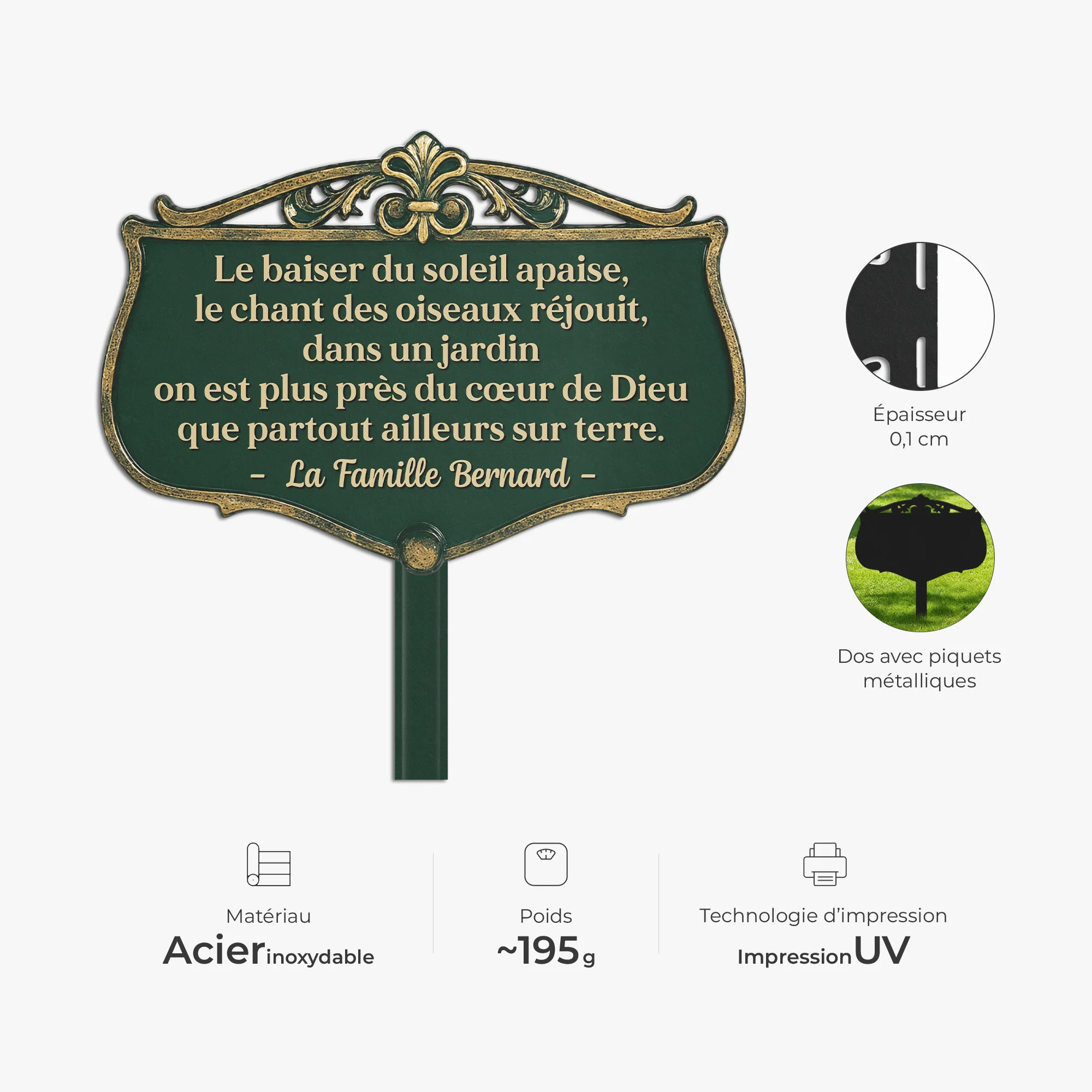 Piquet De Jardin Décoratif Personnalisé - On Est Plus Près Du Cœur De Dieu - Image 3