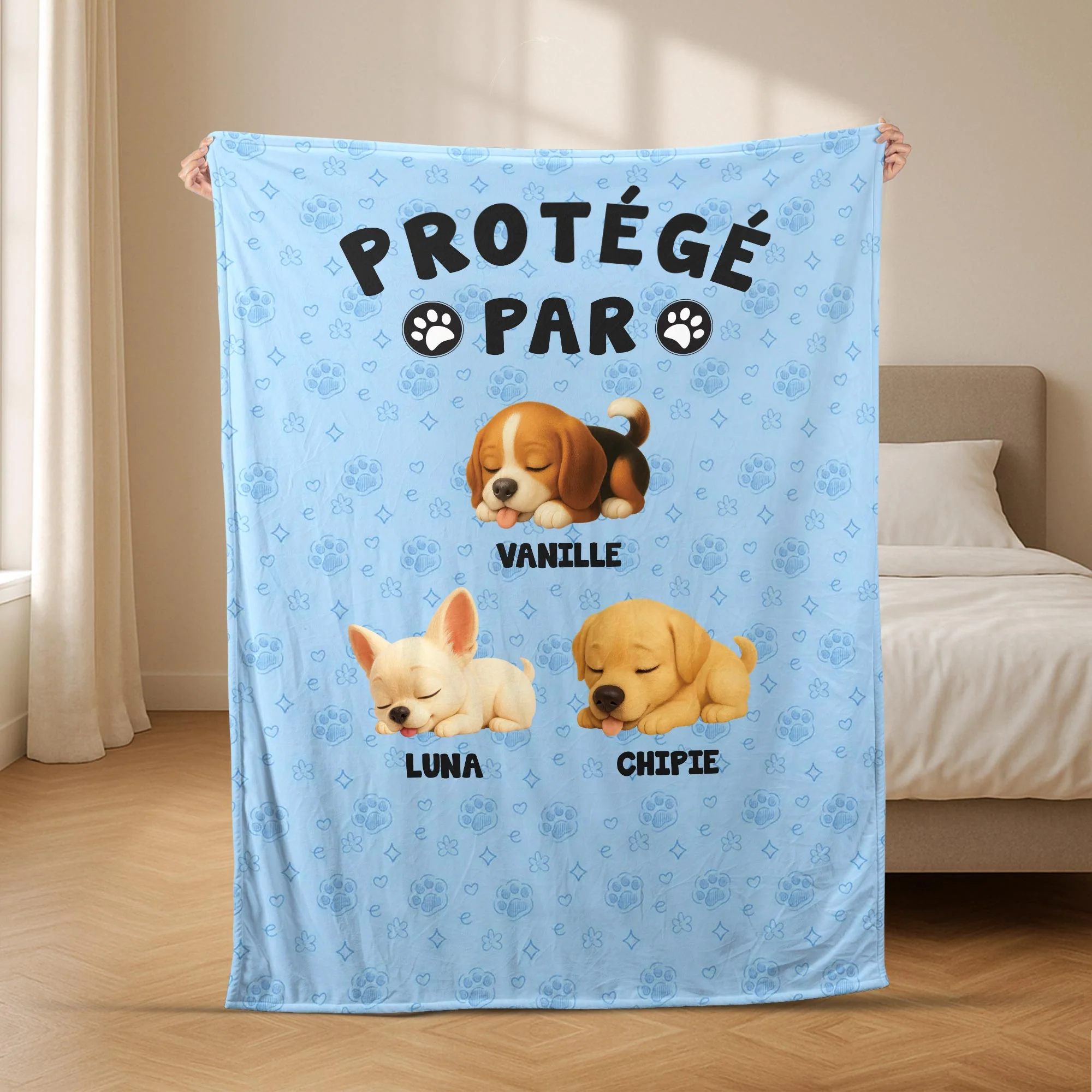 Plaid chien personnalisé – Protégé par - Image 2