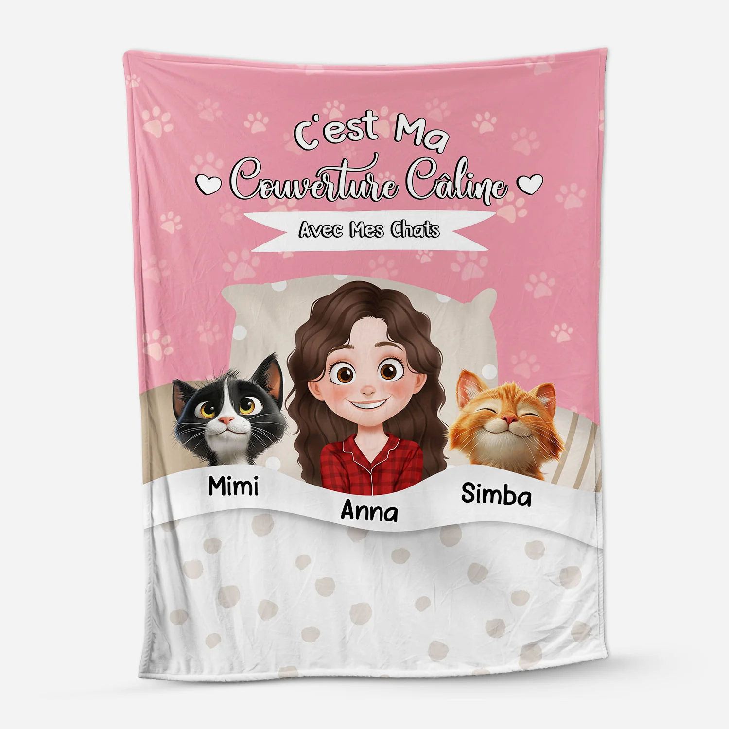 Plaid Personnalisé Chat - C'est Ma Couverture Câline Avec Mes Chats