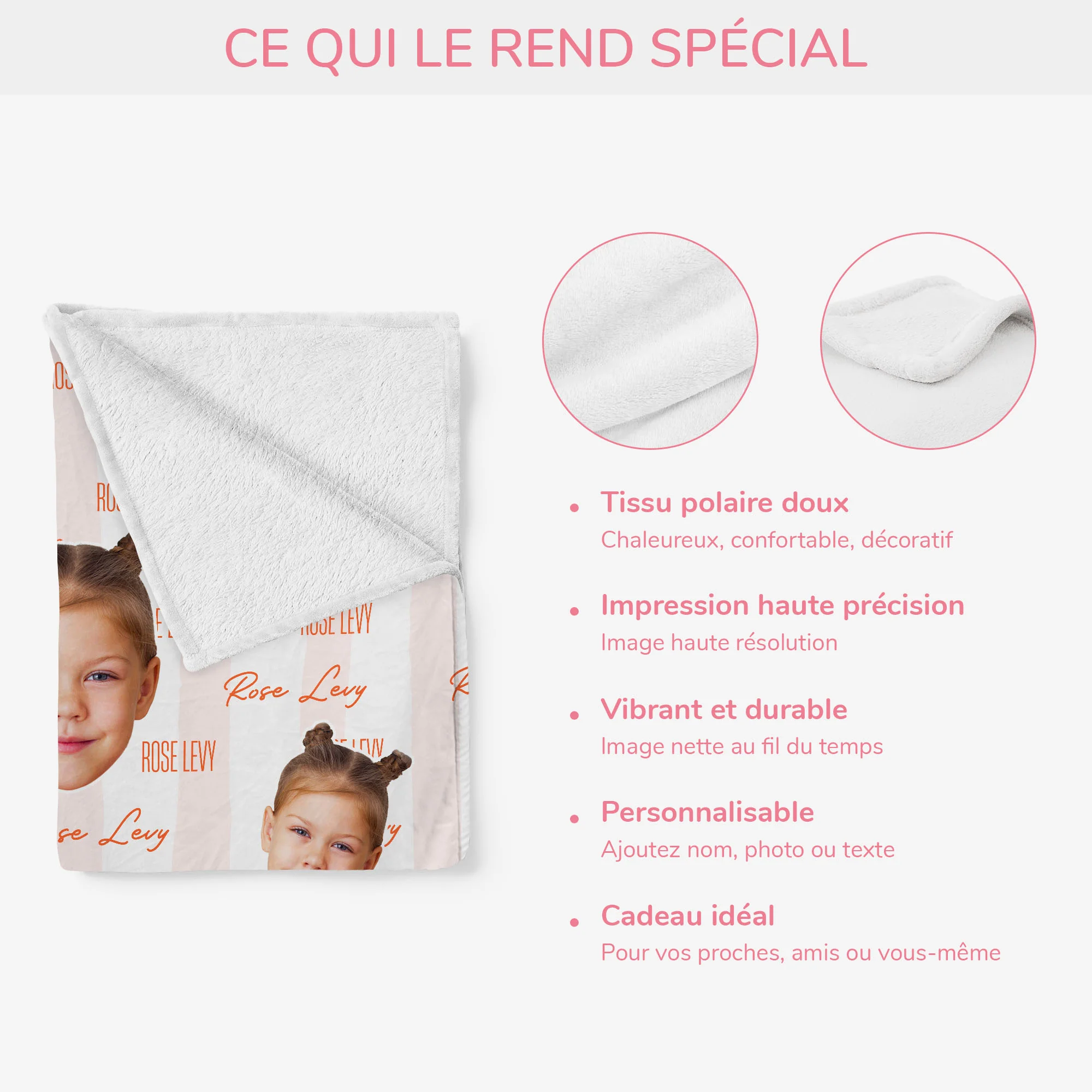 Plaid Personnalisé Photo Enfant - Cadeau Humour Pour Enfant - Image 3