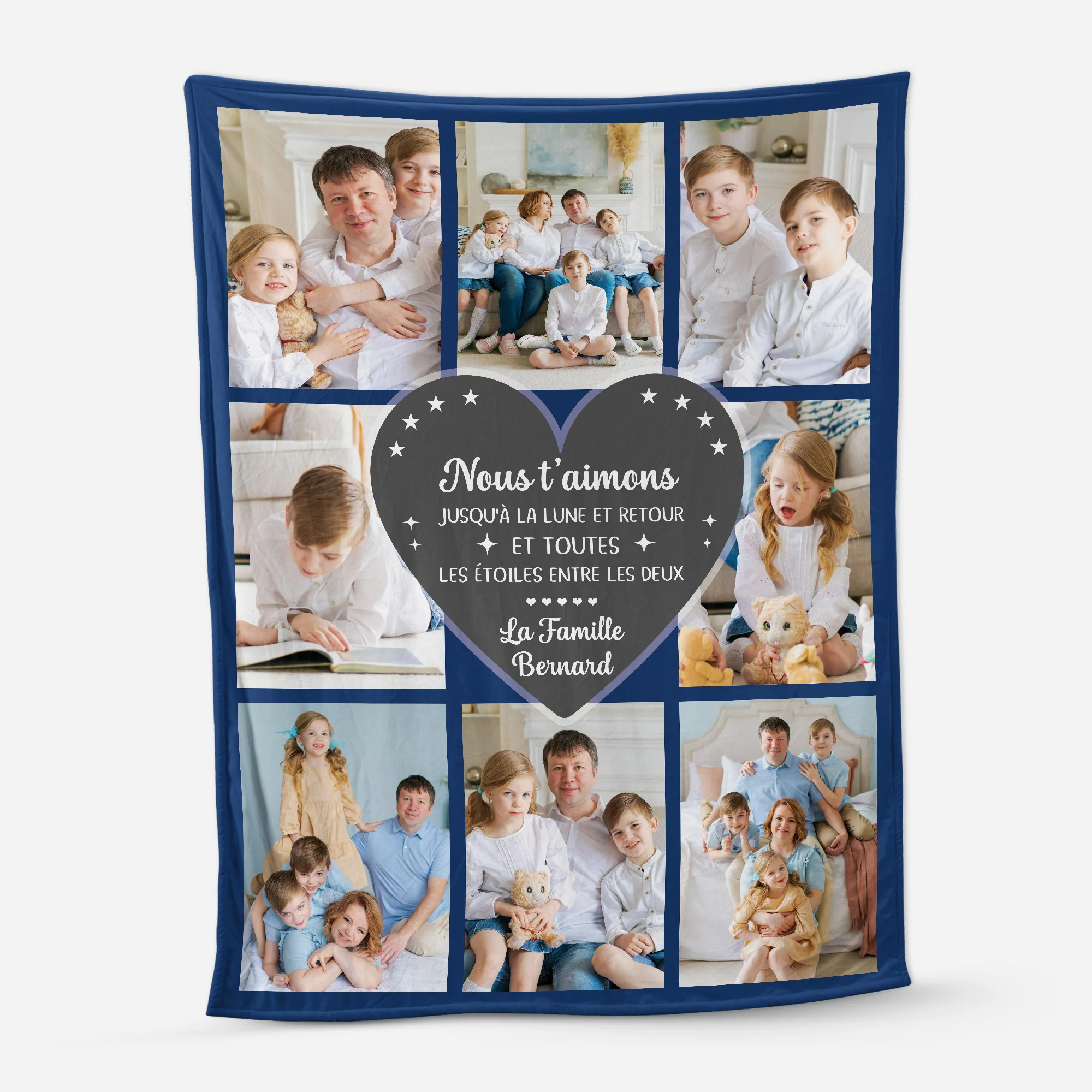 Plaid Personnalisé Photo Famille | Je T'aime Jusqu'à La Lune