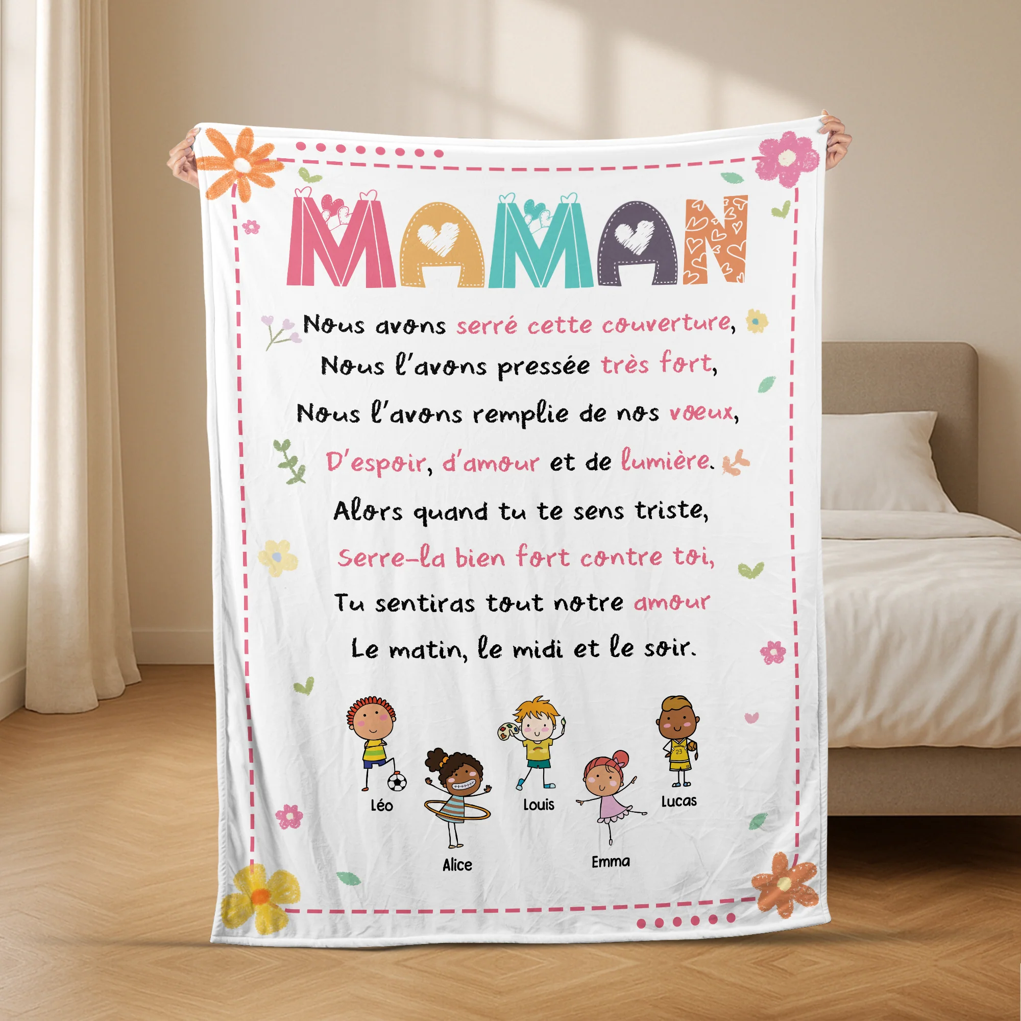 Plaid Personnalisé Mamie - Les Petits Cœurs de Mamie - Image 2
