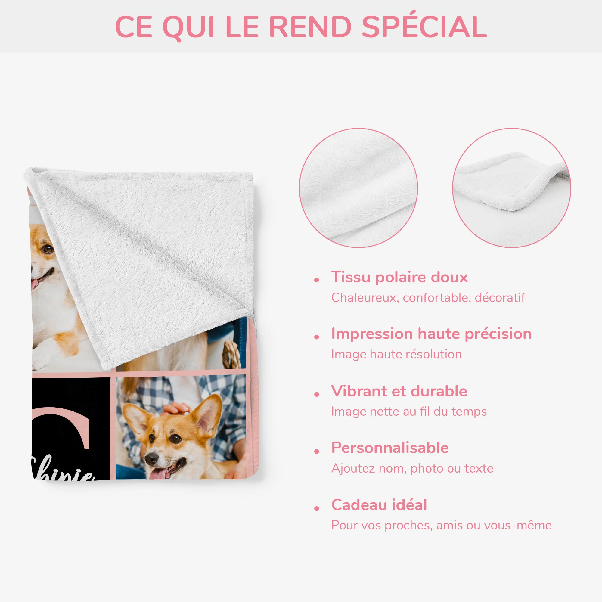 Plaid Personnalisé Photo Chat & Chien pour Amoureux des Animaux - Image 4