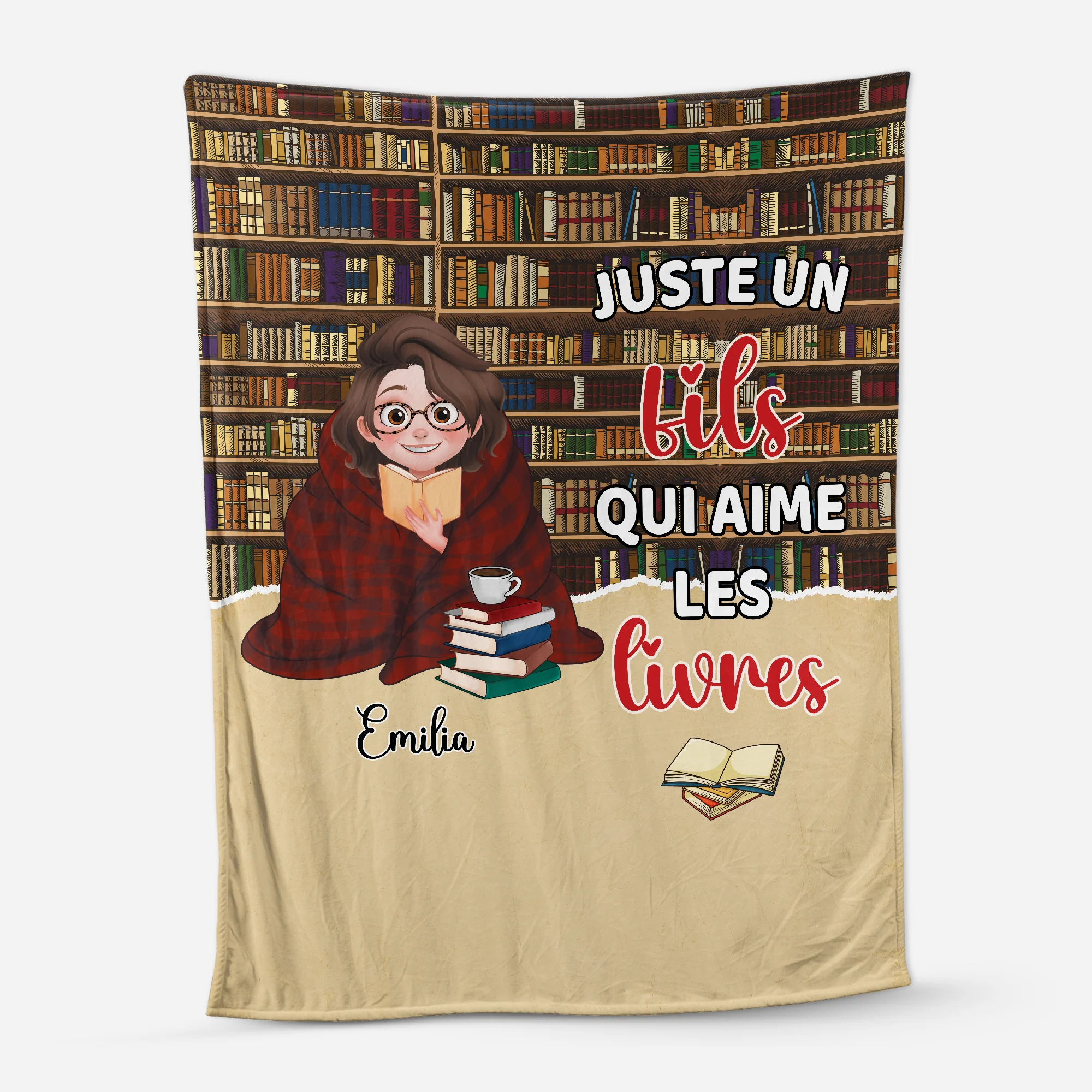 Plaid Personnalisé - J'aime Les Livres