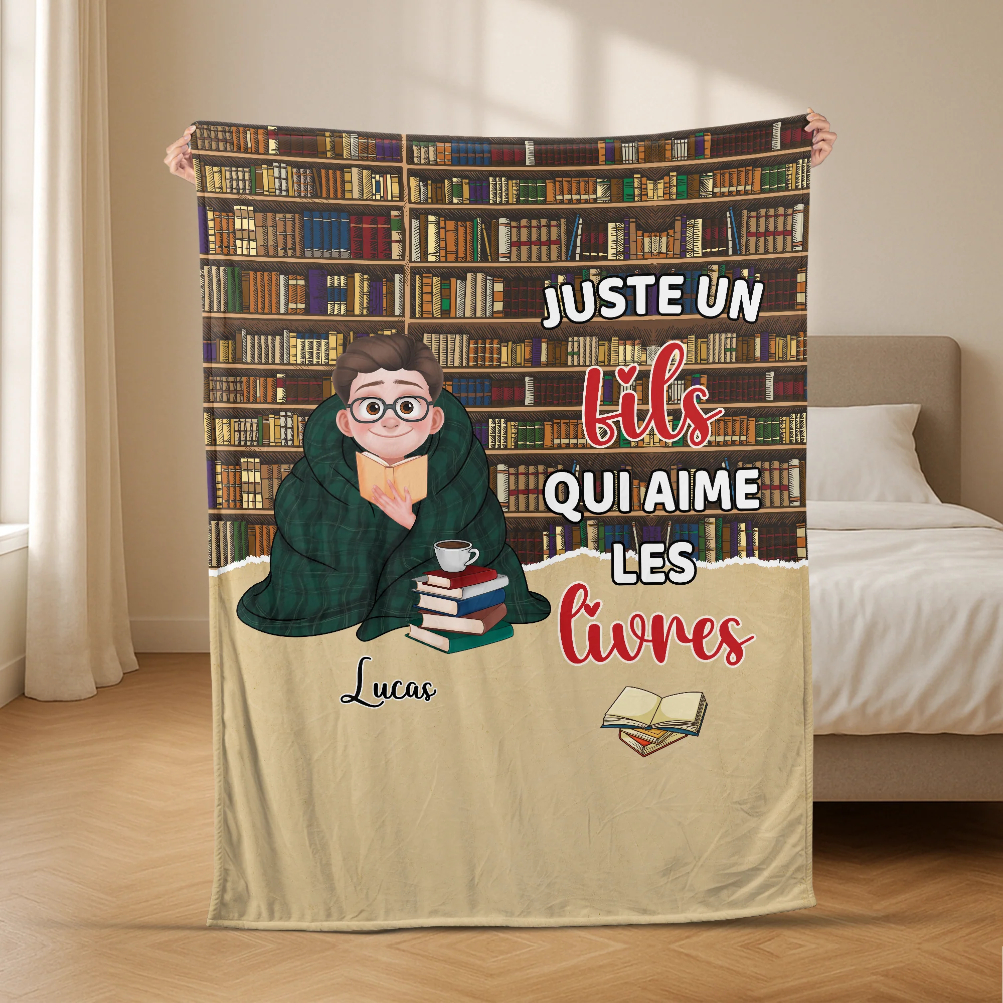 Plaid Personnalisé - J'aime Les Livres - Image 2