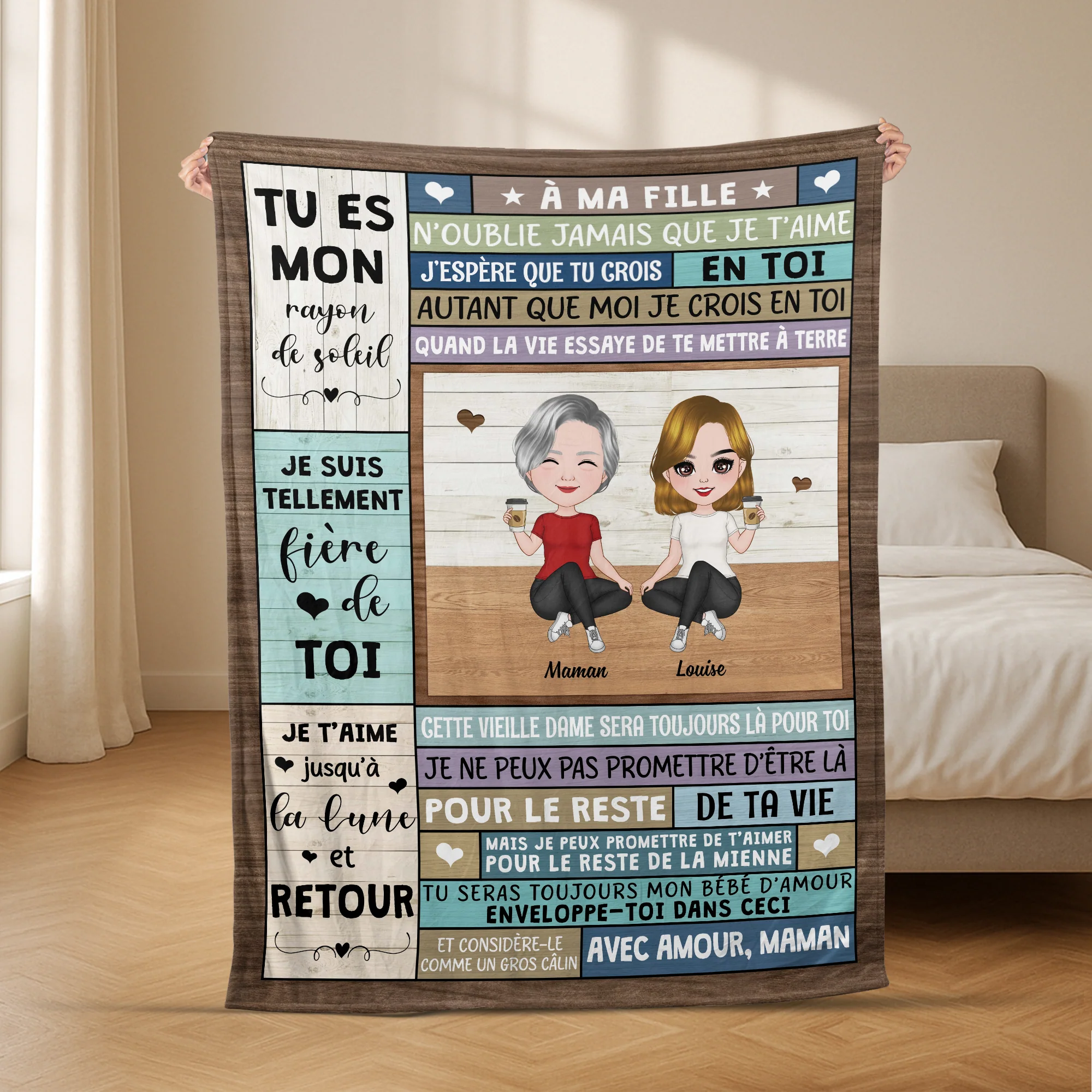 Plaid Personnalisé Pour Petite-Fille - Avec Amour de Mamie - Image 2