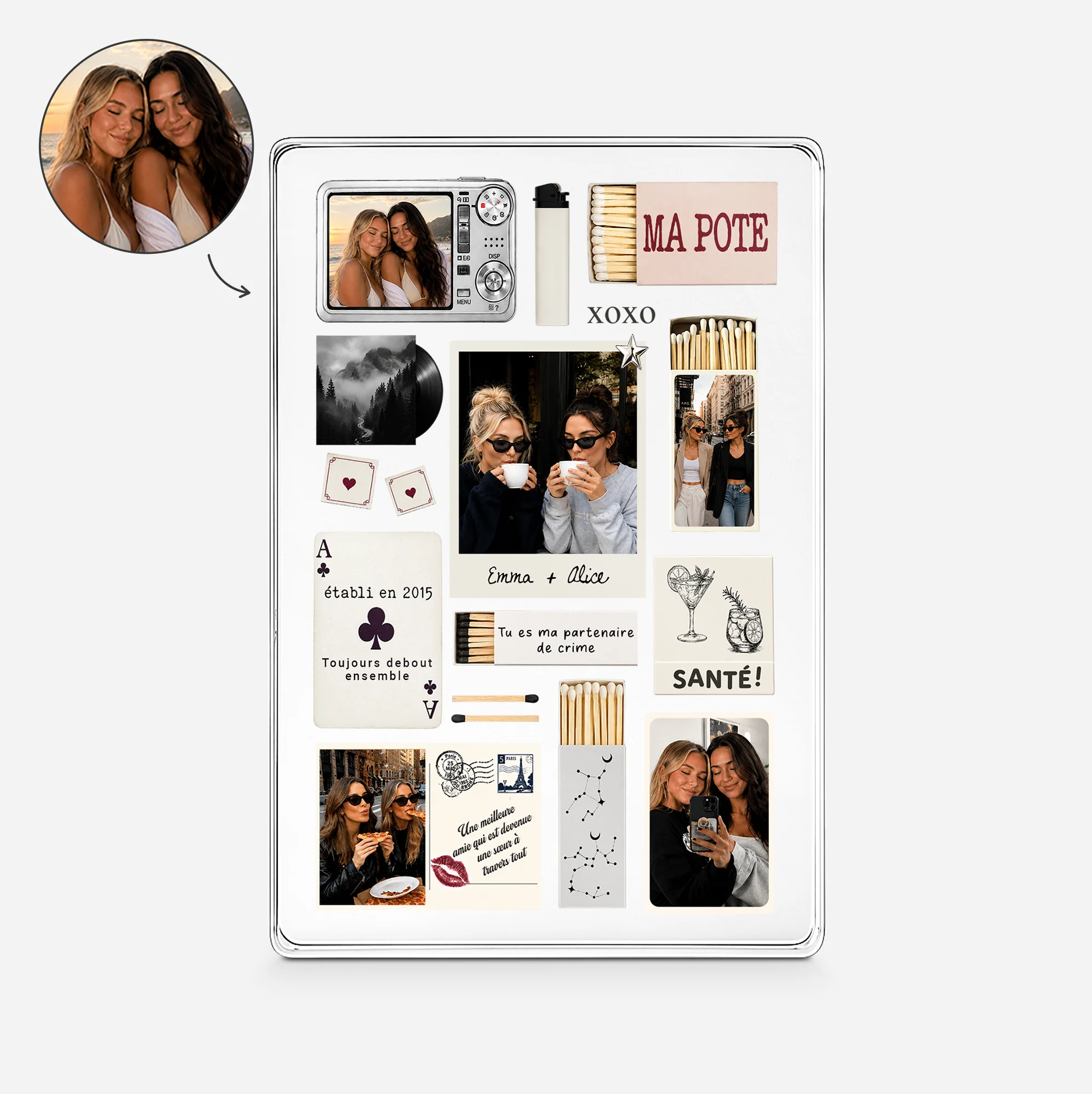 Plaque Acrylique Personnalisée Rectangulaire Avec Photo - Une Meilleure Amie Devenue Une Sœur