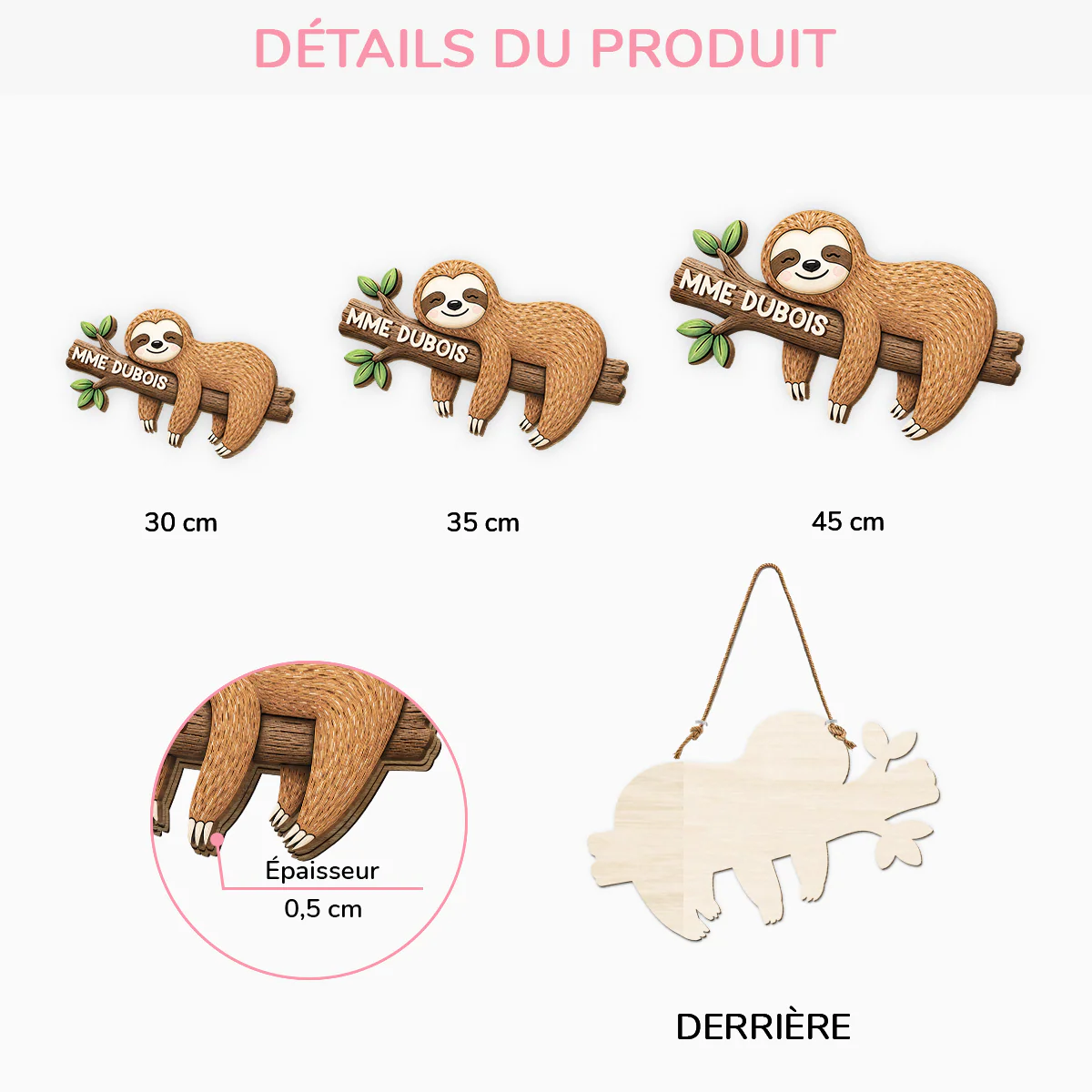 Plaque Bois Personnalisée À Suspendre Avec Animal - Cadeau Pour Classe De Maîtresse - Image 3