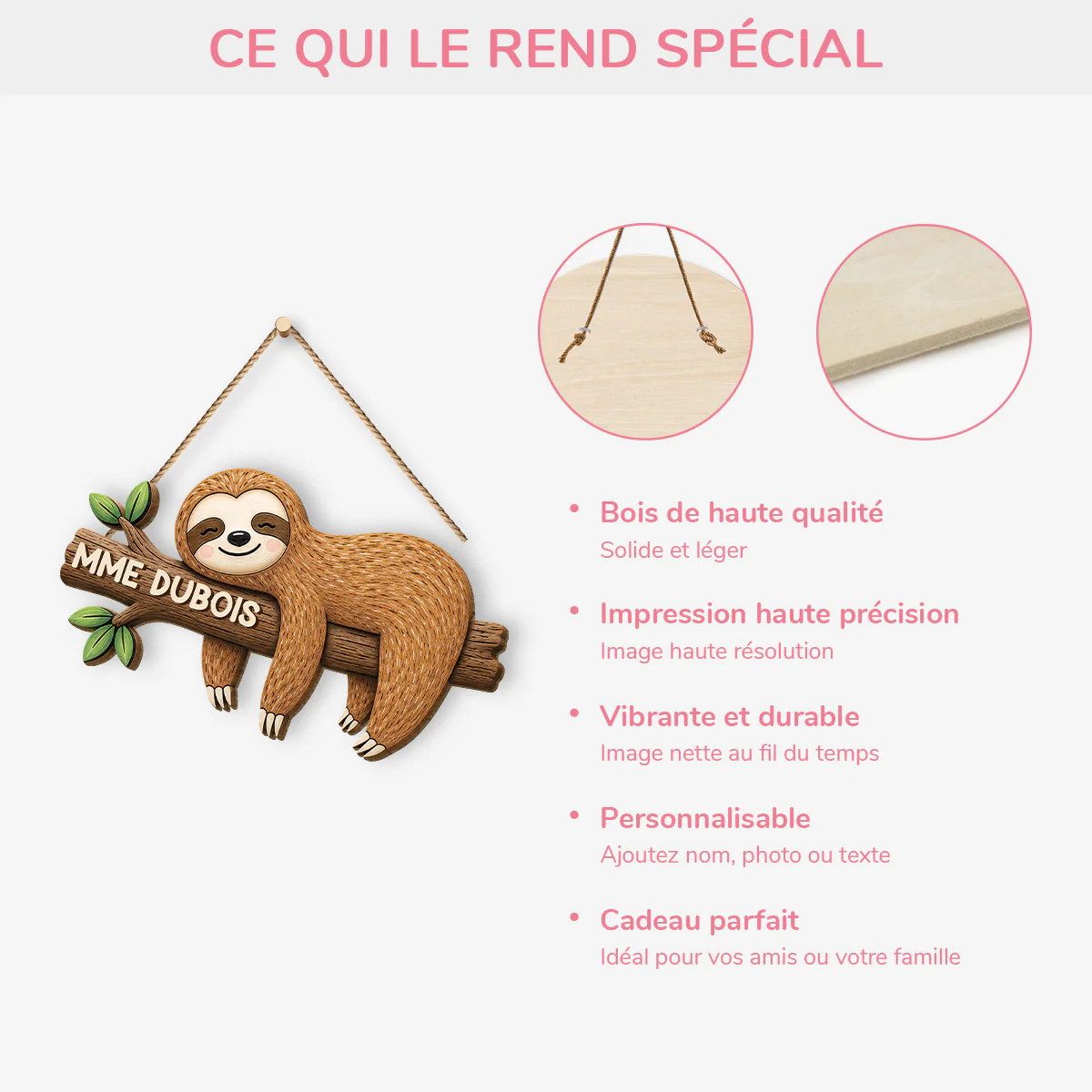 Plaque Bois Personnalisée À Suspendre Avec Animal - Cadeau Pour Classe De Maîtresse - Image 4