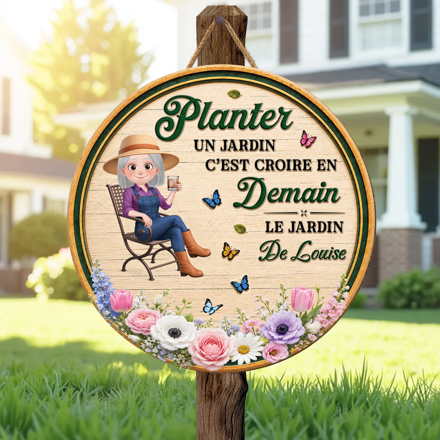 Plaque Bois Personnalisée À Suspendre Femme Homme - Planter Un Jardin - Image 2