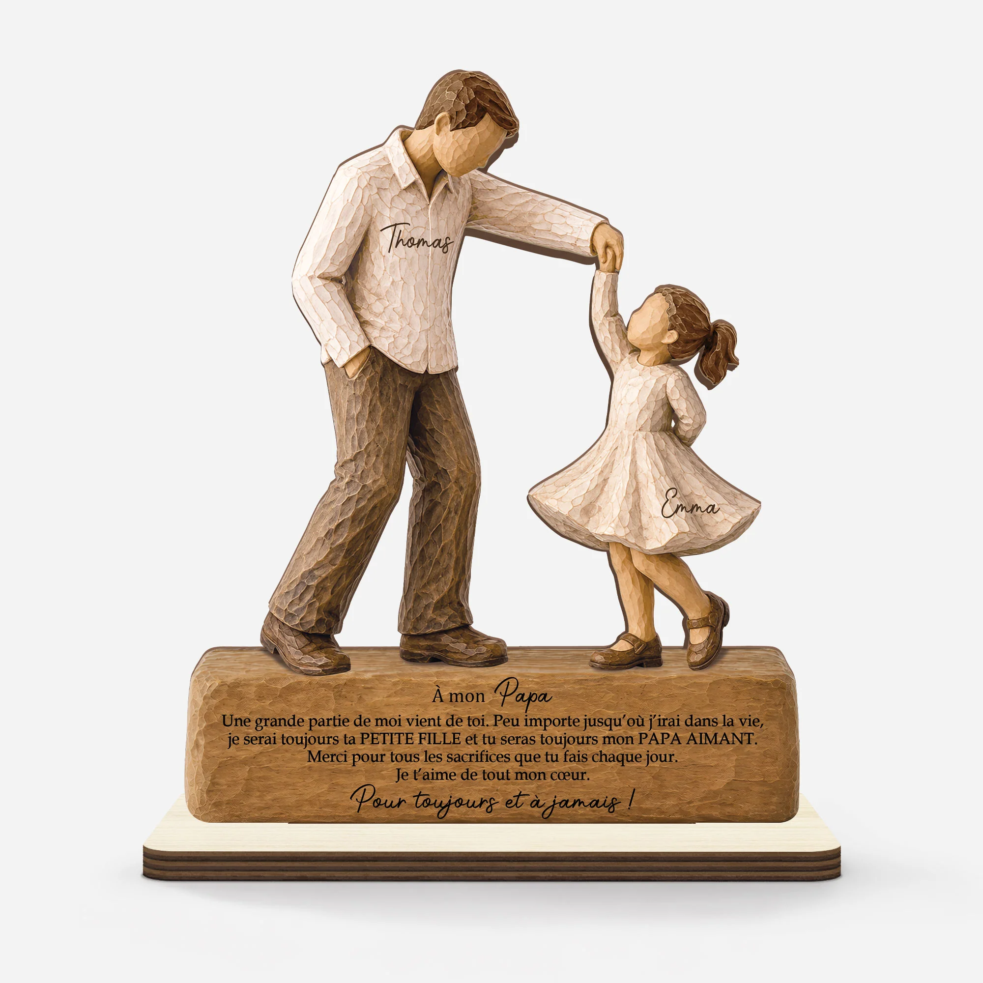 Plaque Bois Personnalisée Avec Support Plat - Une Grande Partie De Moi Vient De Papa Maman