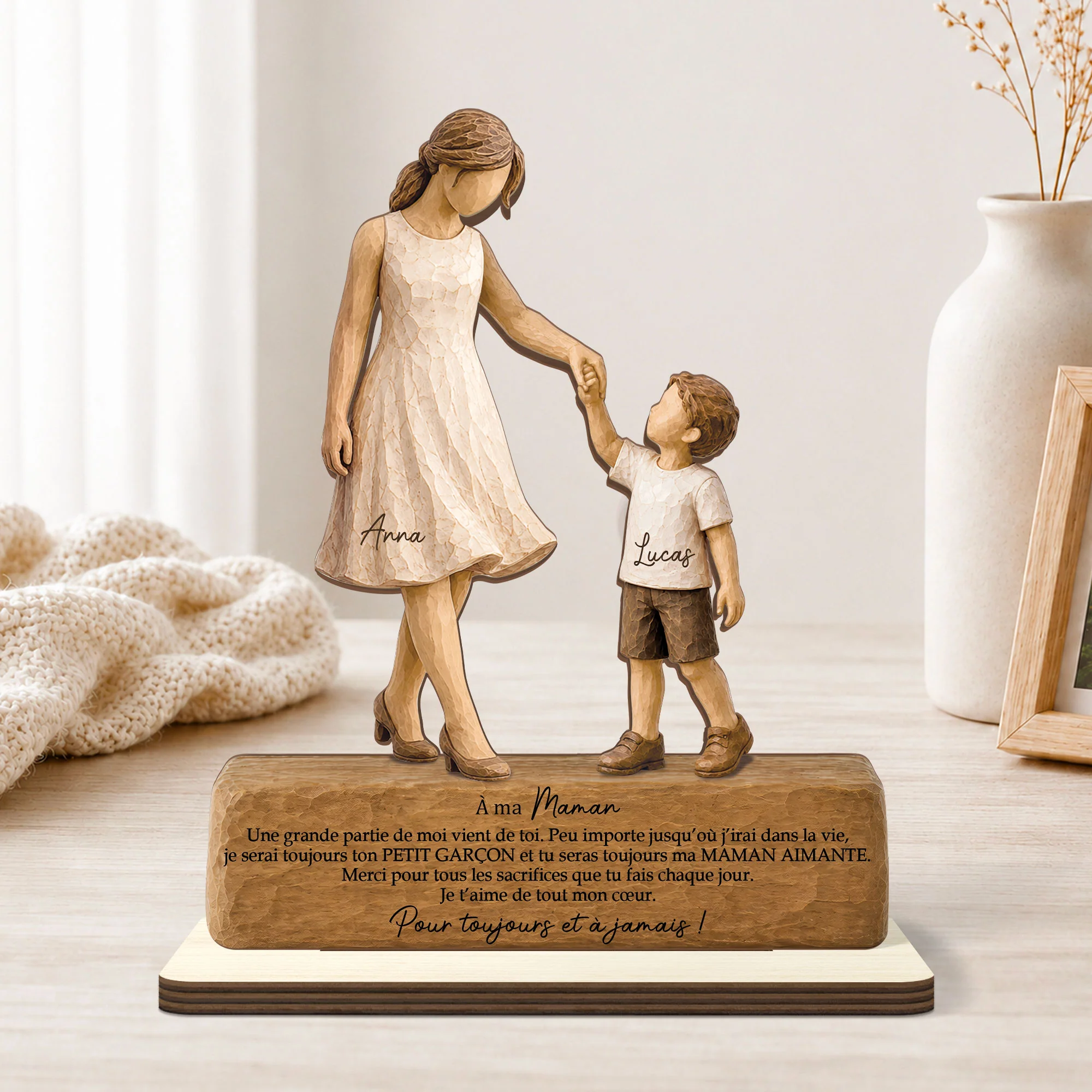 Plaque Bois Personnalisée Avec Support Plat - Une Grande Partie De Moi Vient De Papa Maman - Image 2