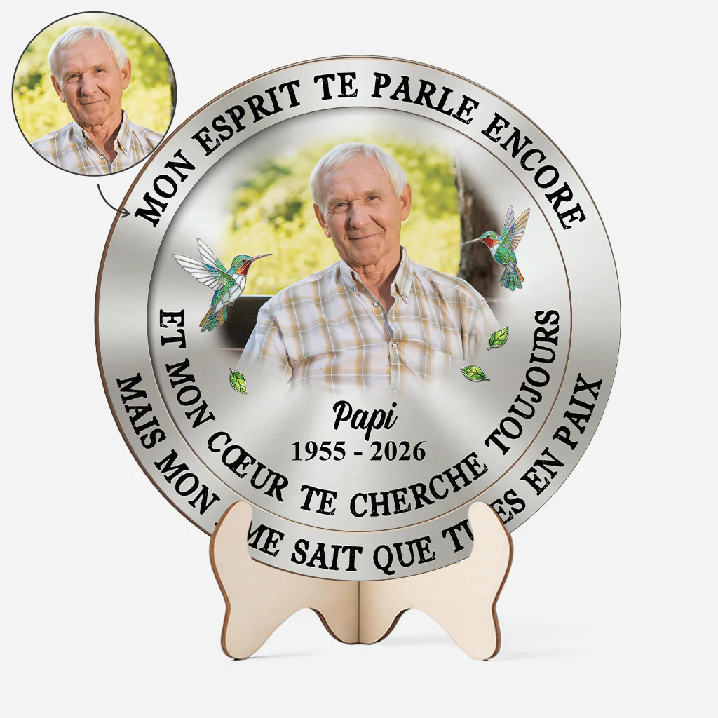 Plaque Bois Personnalisée | Commémorative Mon Esprit Te Parle Encore Mamie Papy