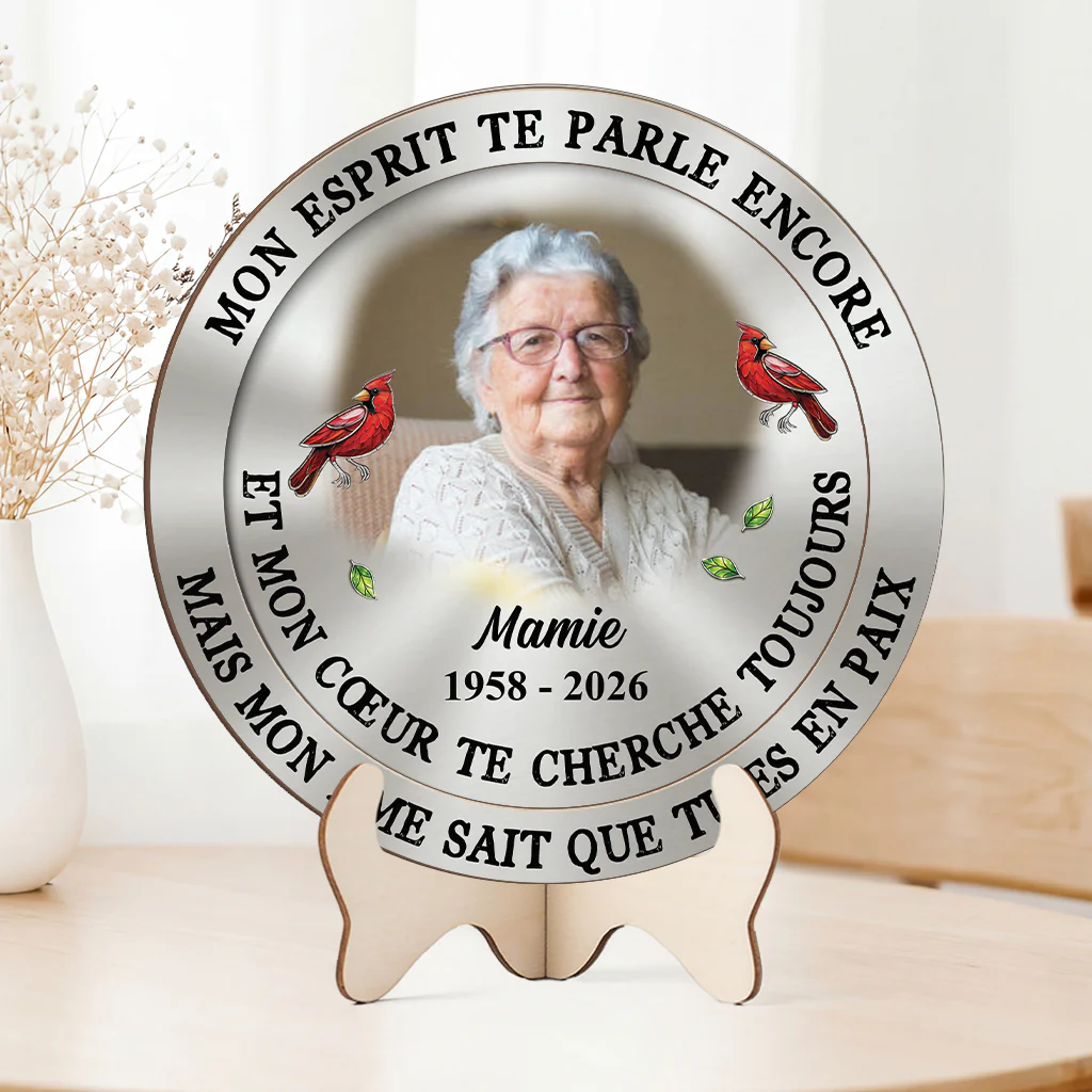Plaque Bois Personnalisée | Commémorative Mon Esprit Te Parle Encore Mamie Papy - Image 2