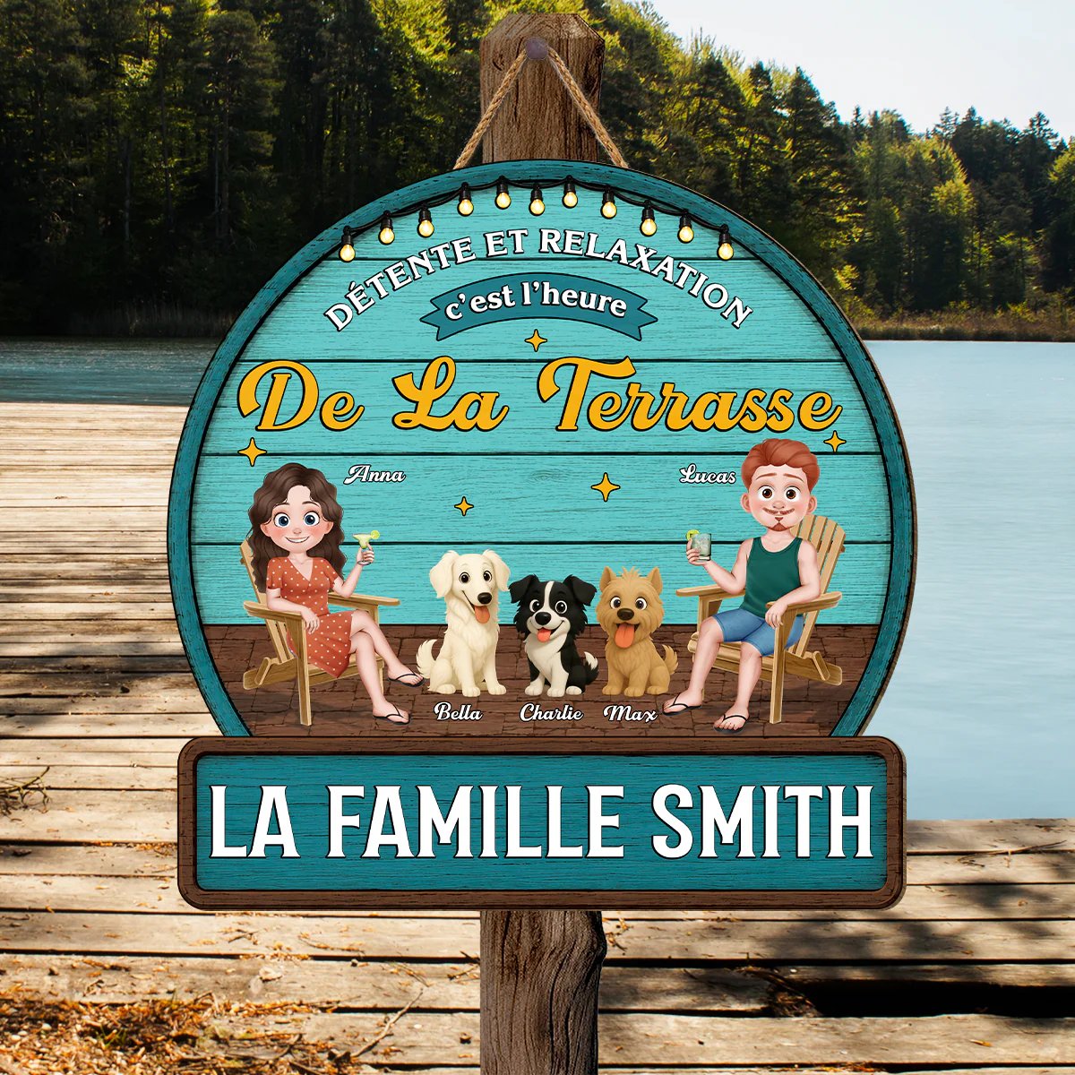 Plaque Bois Personnalisée - Détente Et Relaxation Cadeau Avec Chien - Image 2