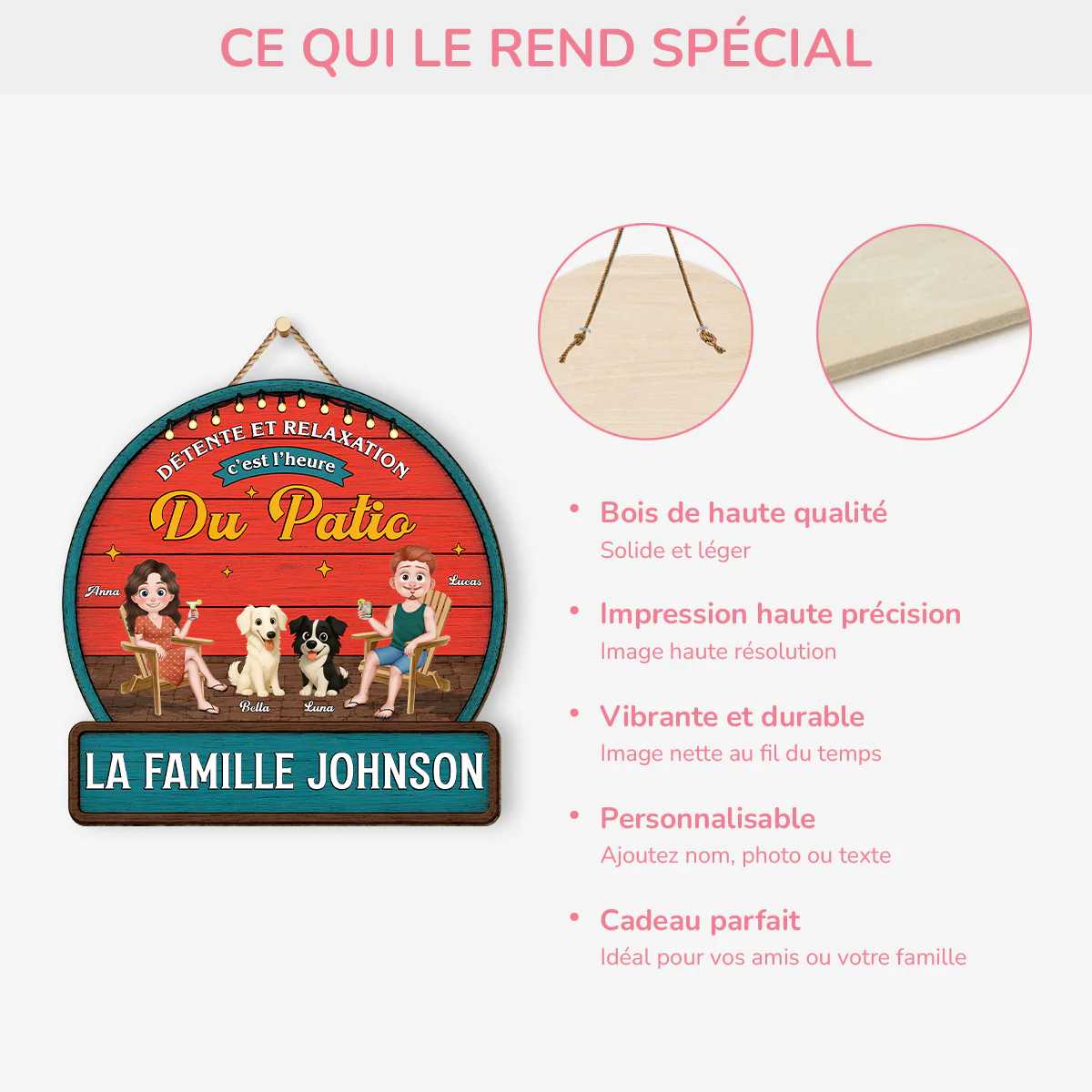 Plaque Bois Personnalisée - Détente Et Relaxation Cadeau Avec Chien - Image 4