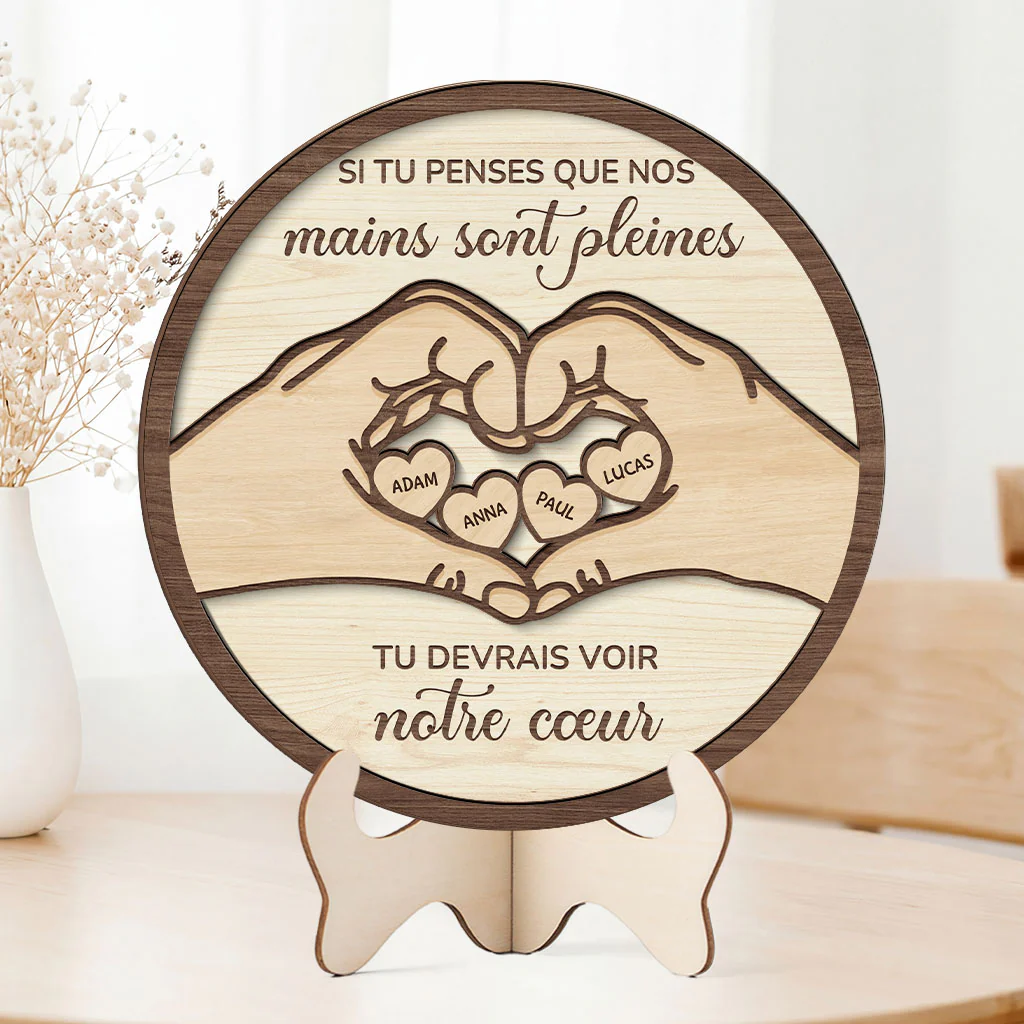 Plaque Bois Personnalisée - Voir Le Cœur De Maman Papa - Image 2