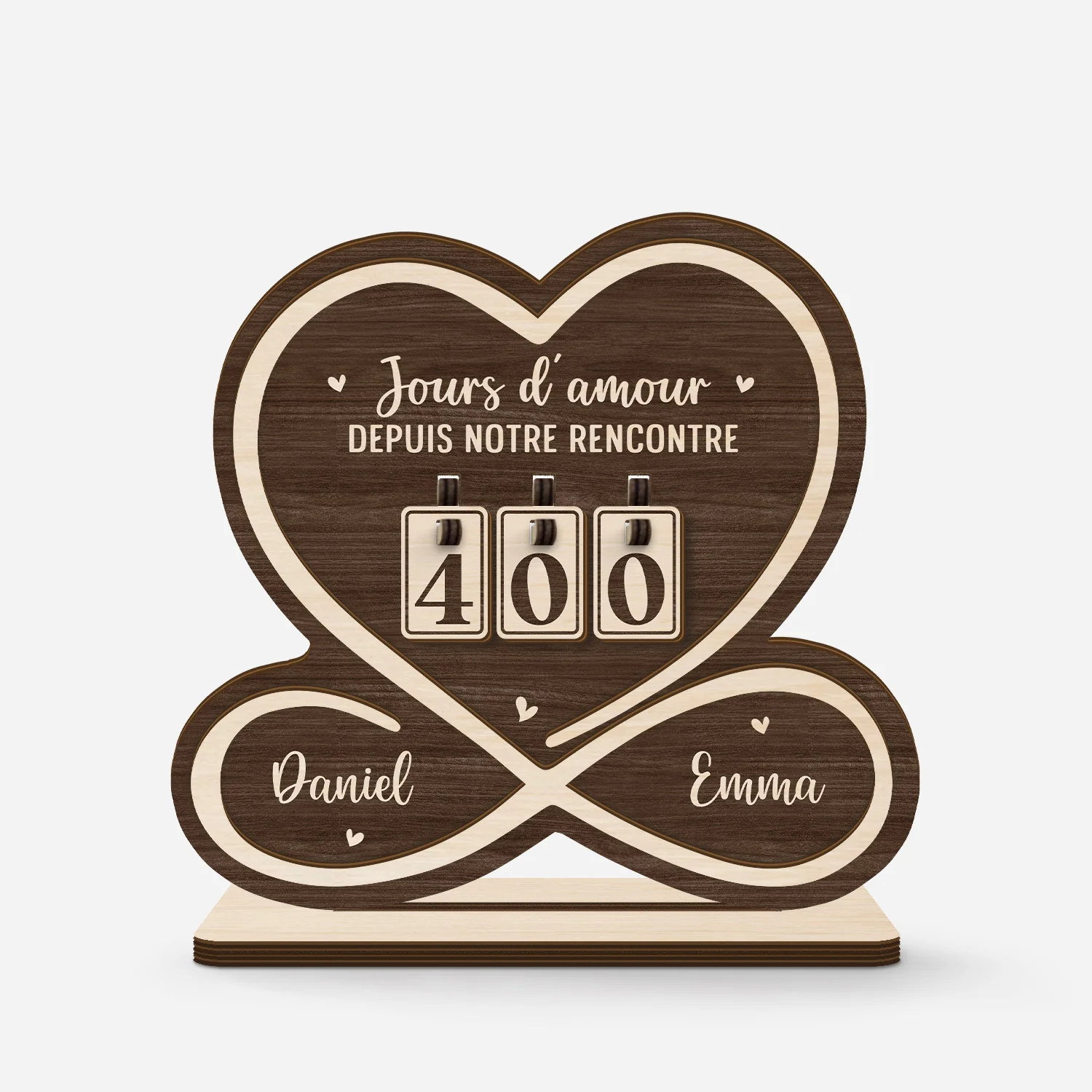 Plaque Compteur En Bois Personnalisé Pour Couple - Jours D’amour Depuis Notre Rencontre
