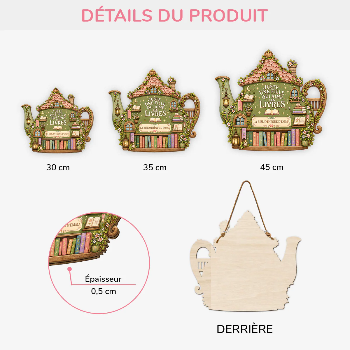 Plaque De Porte Bois Personnalisée Pour Femme Homme - Juste Une Personne Qui Aime Les Livres - Image 3