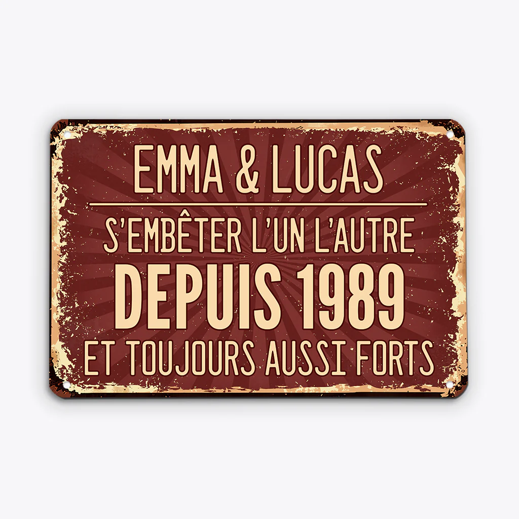 Plaque Décorative Personnalisable - Cadeau Couple S'Embêter L'Un L'Autre
