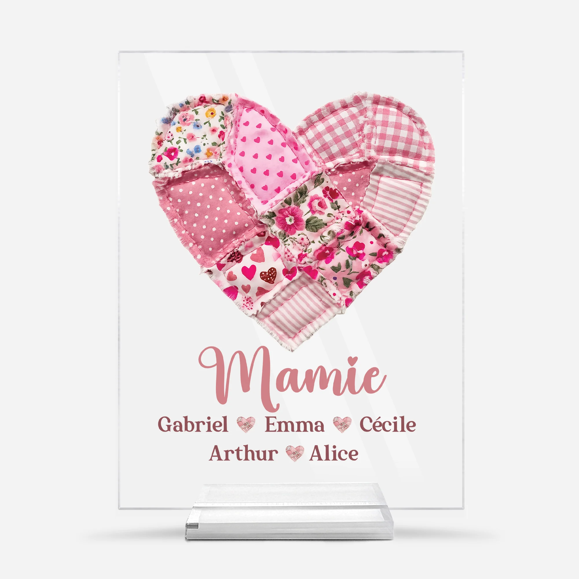 Plaque En Acrylique Personnalisée Avec Support - Amour Patchwork De Mamie Maman