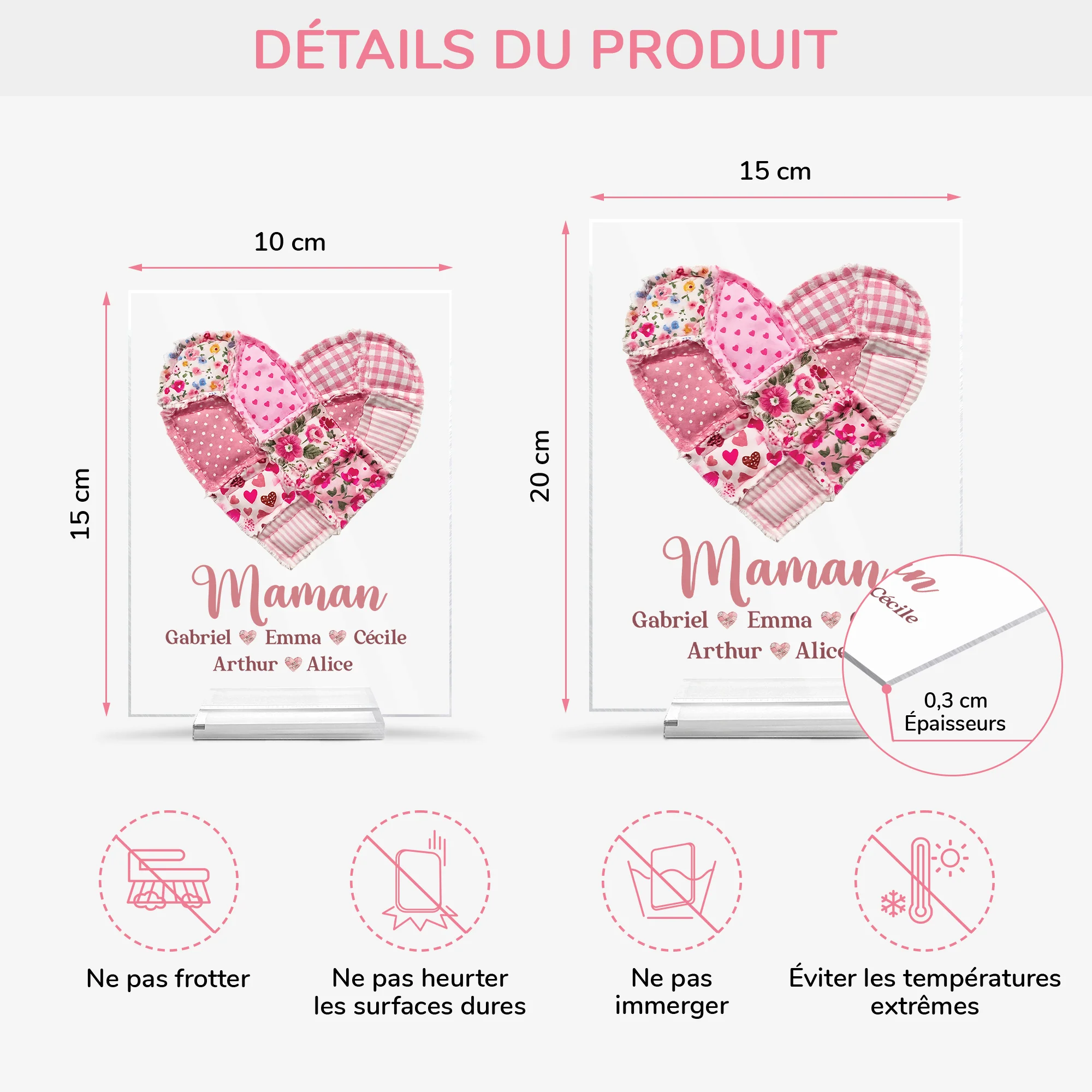 Plaque En Acrylique Personnalisée Avec Support - Amour Patchwork De Mamie Maman - Image 4