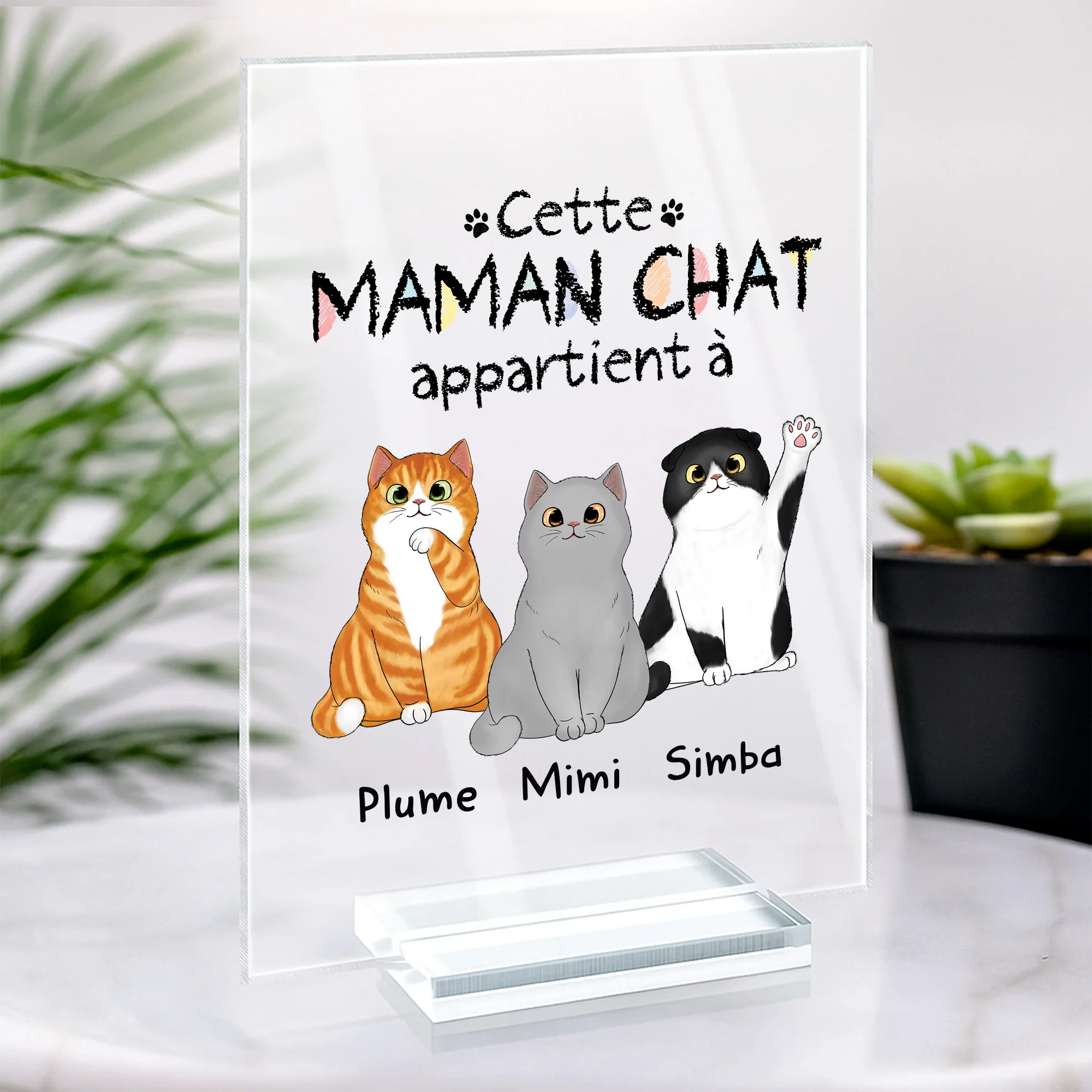 Plaque En Acrylique Personnalisée Avec Support - Ce Papa Chat Appartient À - Image 2