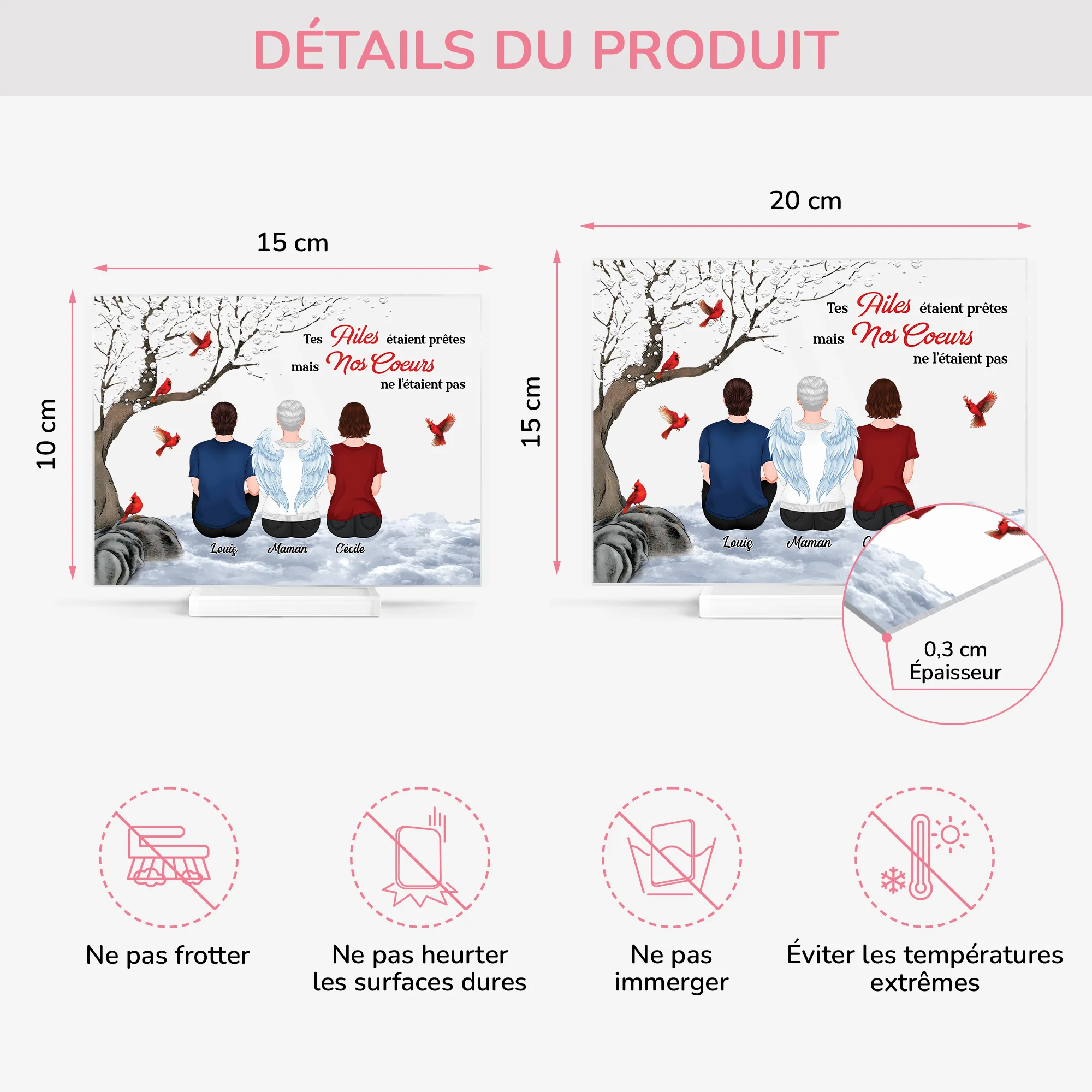 Plaque En Acrylique Personnalisée Avec Support - Nos Cœurs N’Étaient Pas Prêts - Cadeau Commémoratif - Image 4