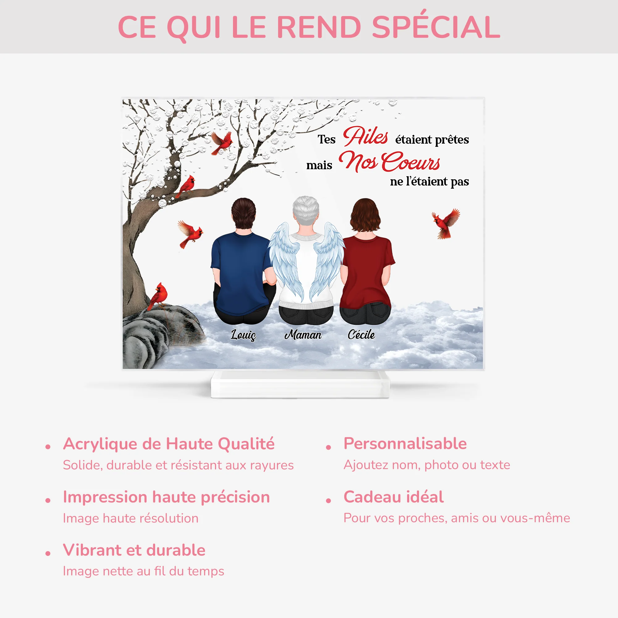 Plaque En Acrylique Personnalisée Avec Support - Nos Cœurs N’Étaient Pas Prêts - Cadeau Commémoratif - Image 5