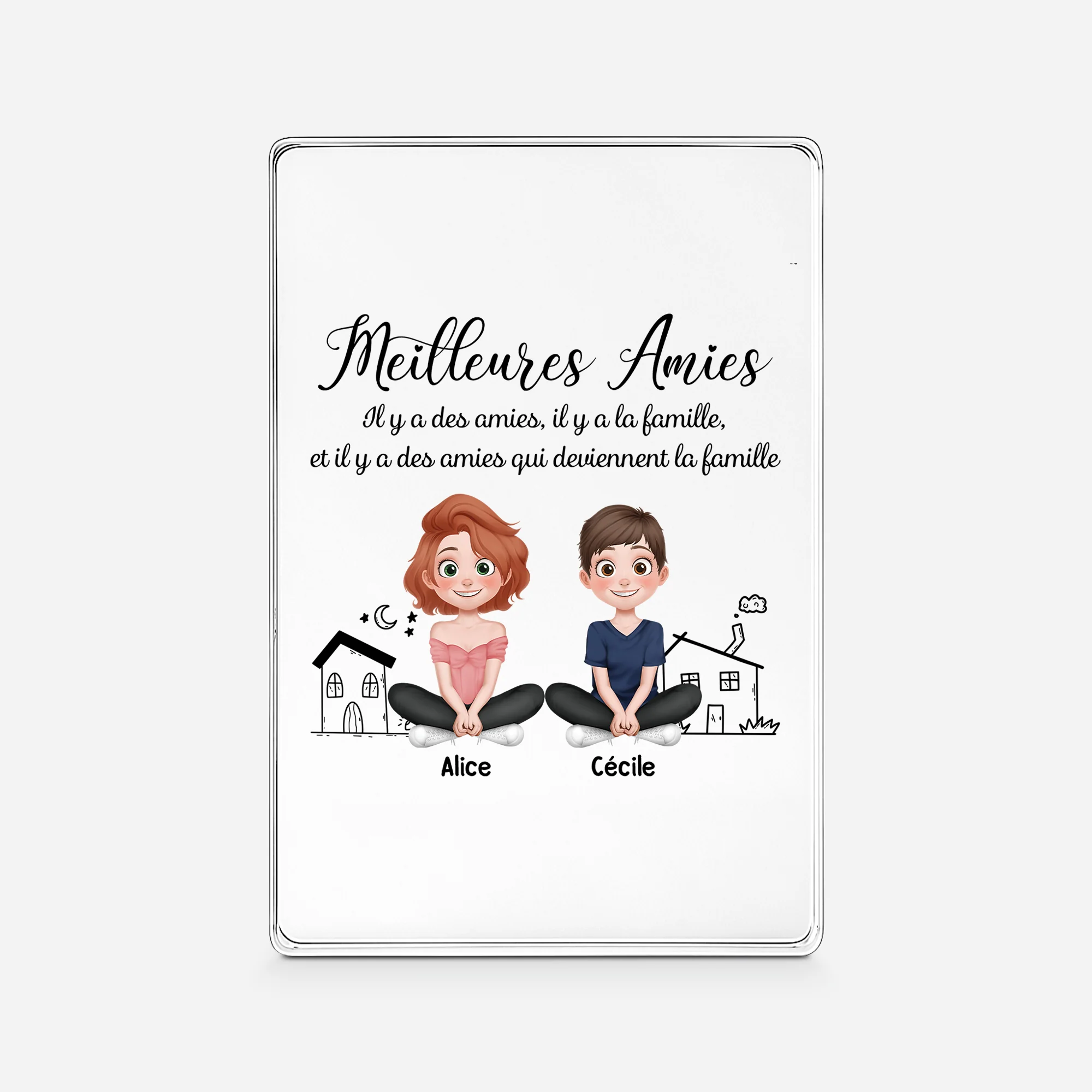 Plaque En Acrylique Rectangulaire Personnalisée - Meilleurs Amis