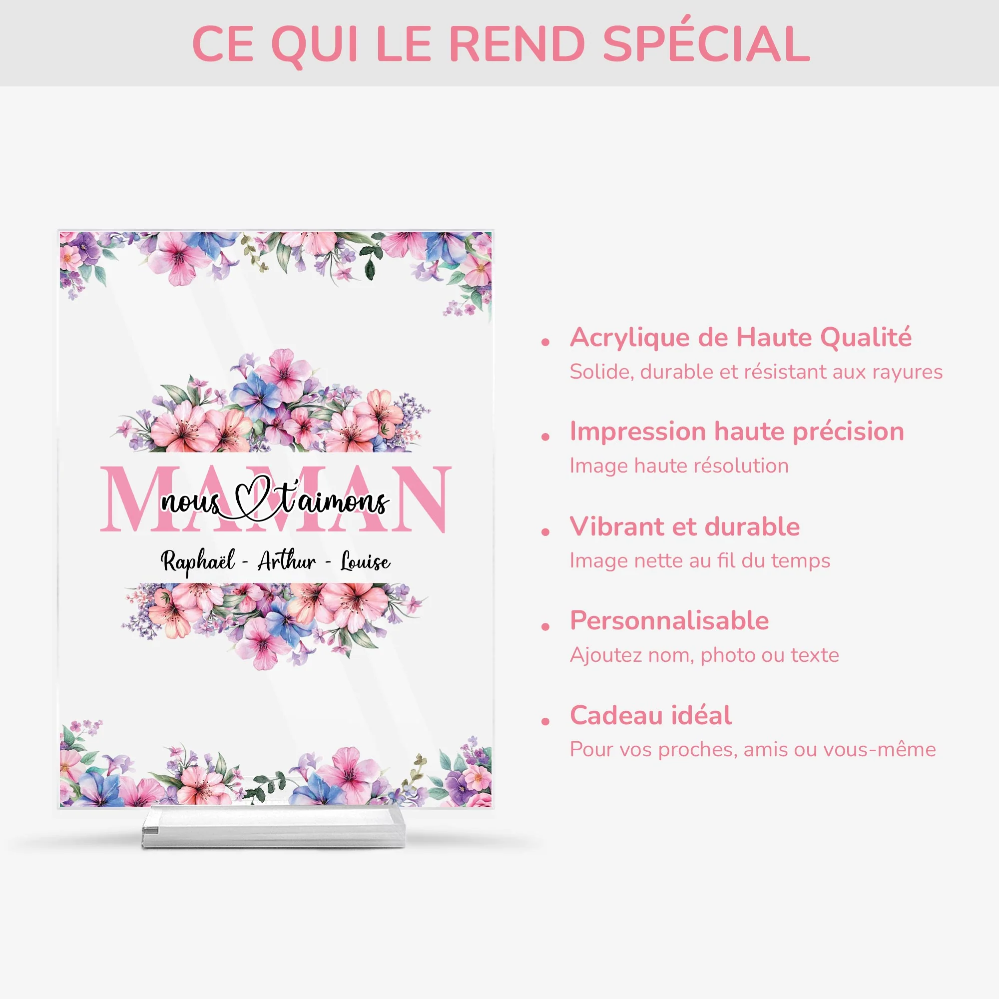 Plaque En Acrylique Personnalisée Avec Support - Maman/Mamie Nous T'Aimons - Image 5