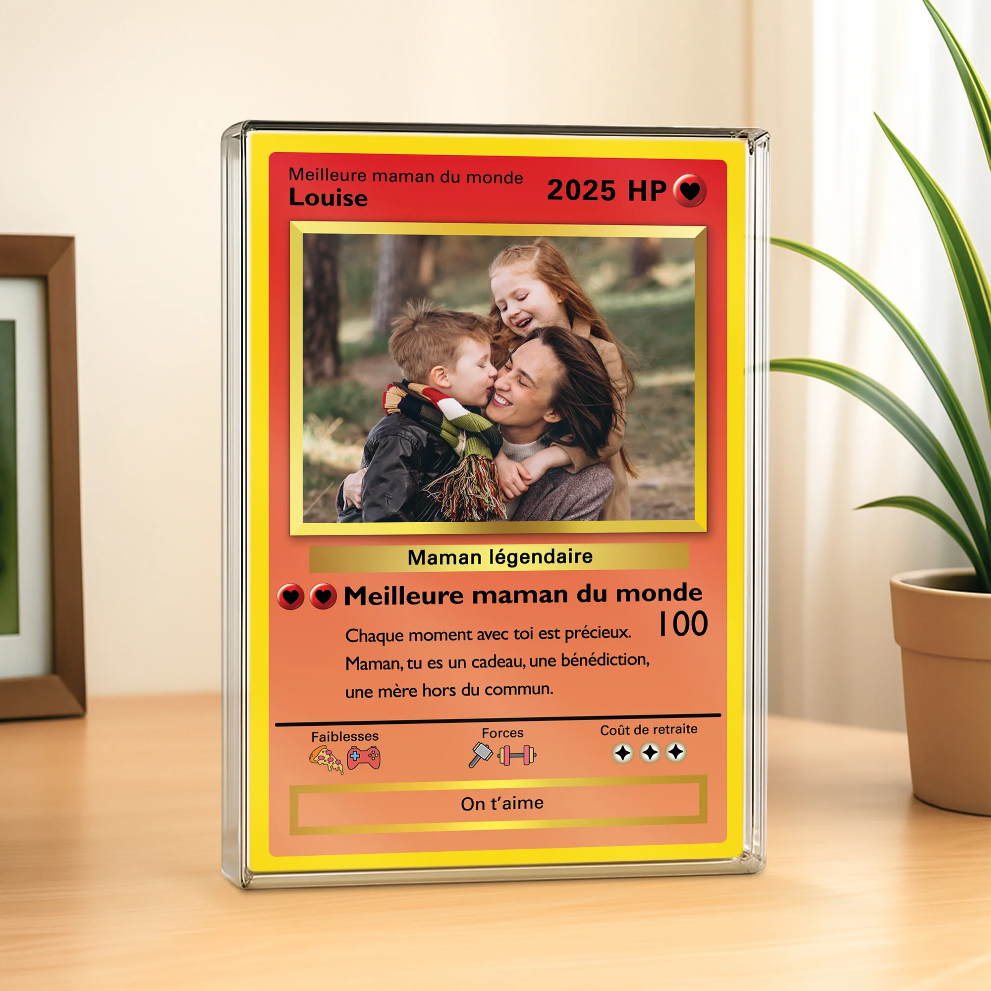 Plaque En Acrylique Personnalisée Rectangulaire  - Bonne Fête Des Pères - Version Carte De Jeu - Image 2