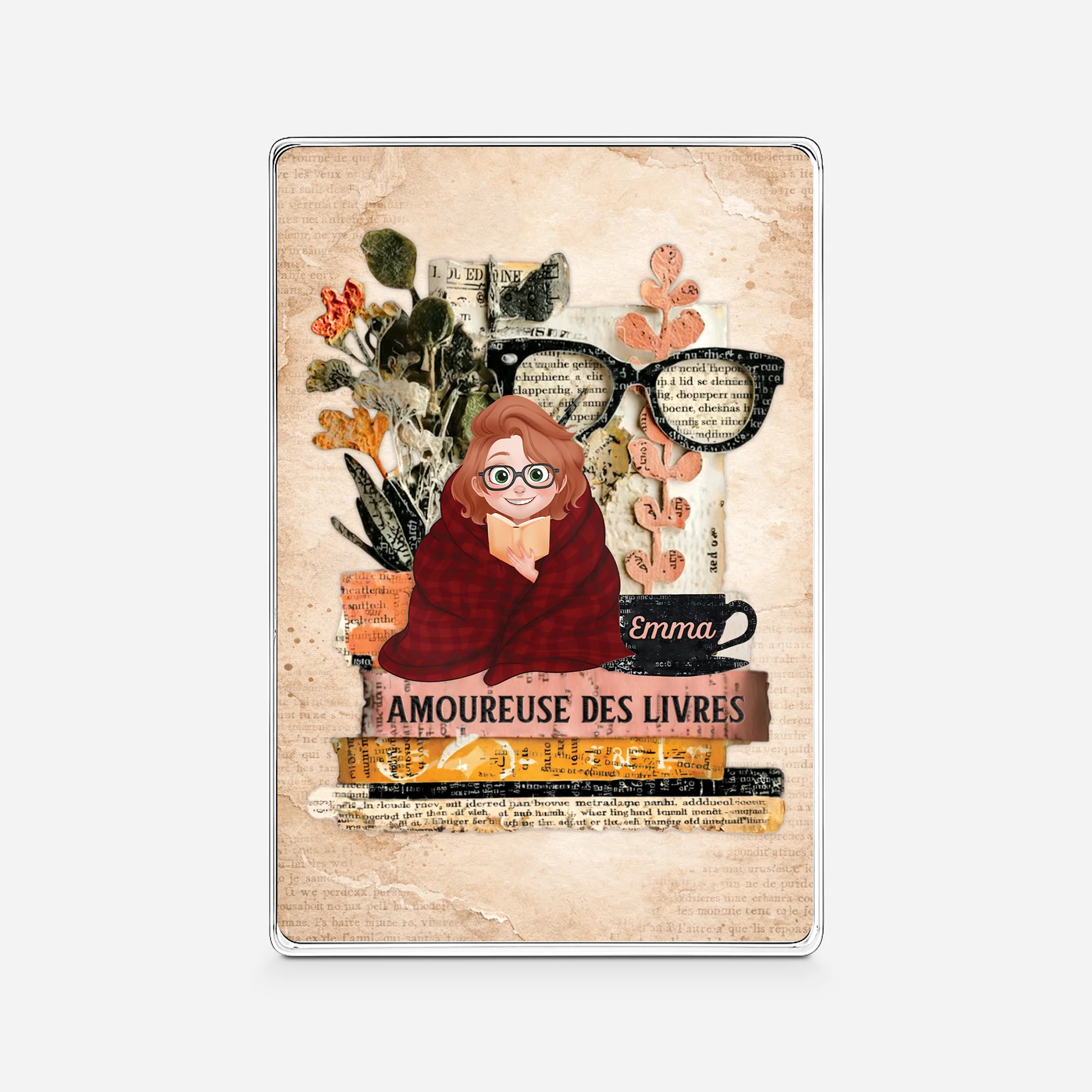 Plaque En Acrylique Personnalisée Rectangulaire - Cadeau Amoureux Des Livres Femme/Homme
