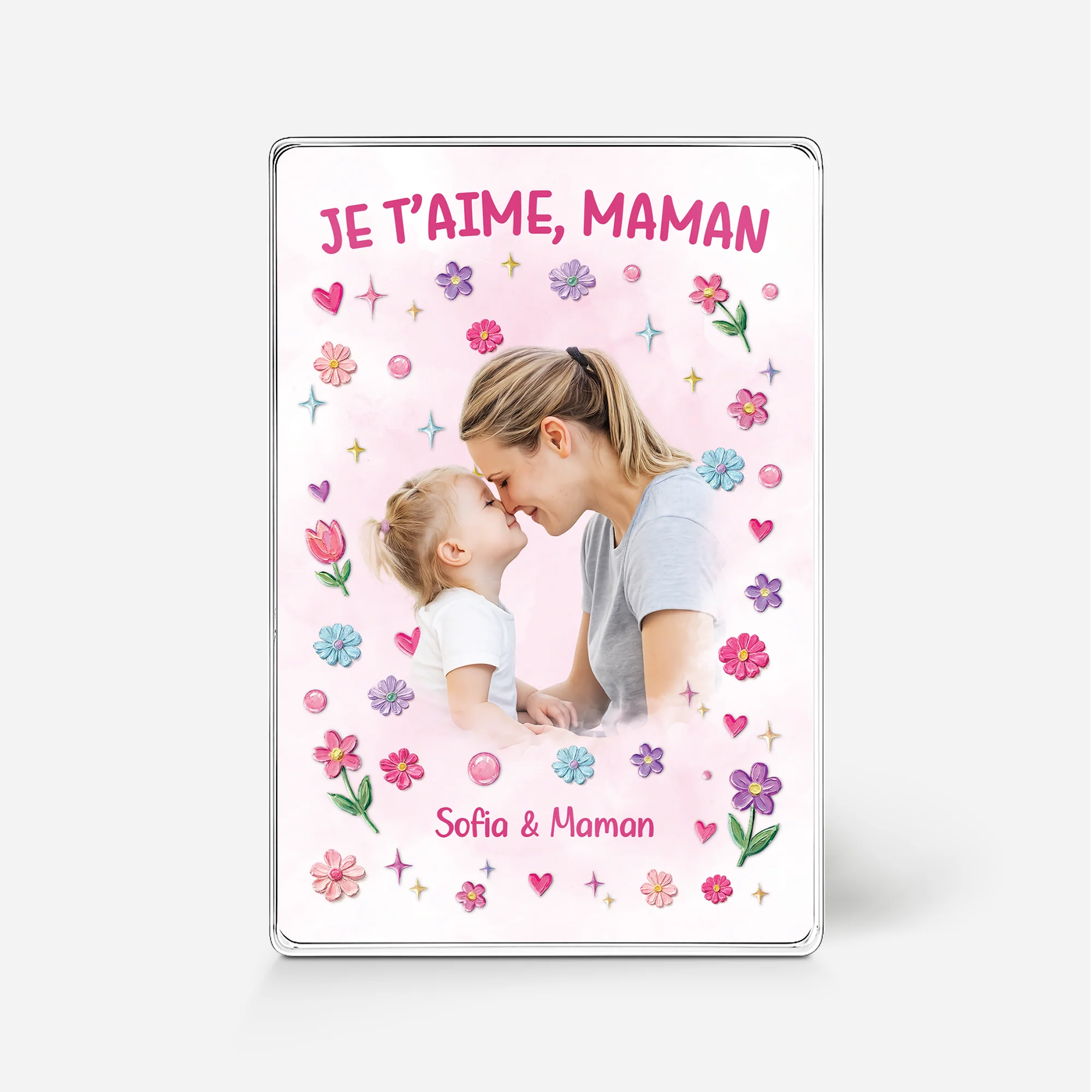 Plaque Acrylique Personnalisé Rectangulaire - Photo Maman Papa