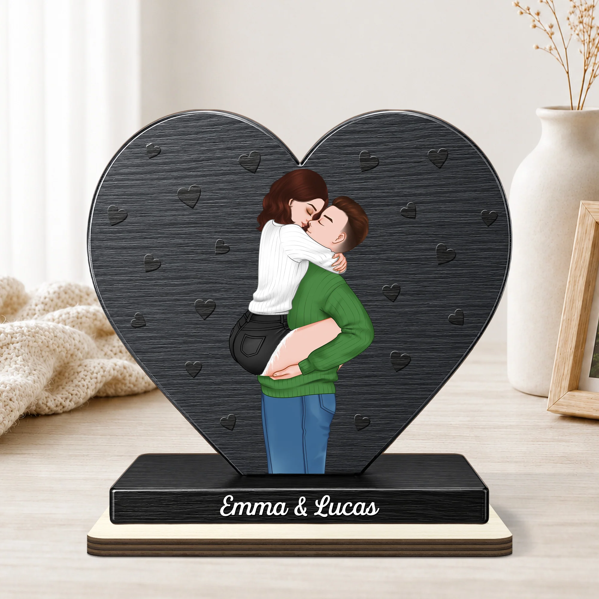 Plaque En Bois Personnalisable Avec Support Plat - Cadeau Couple Original - Image 2
