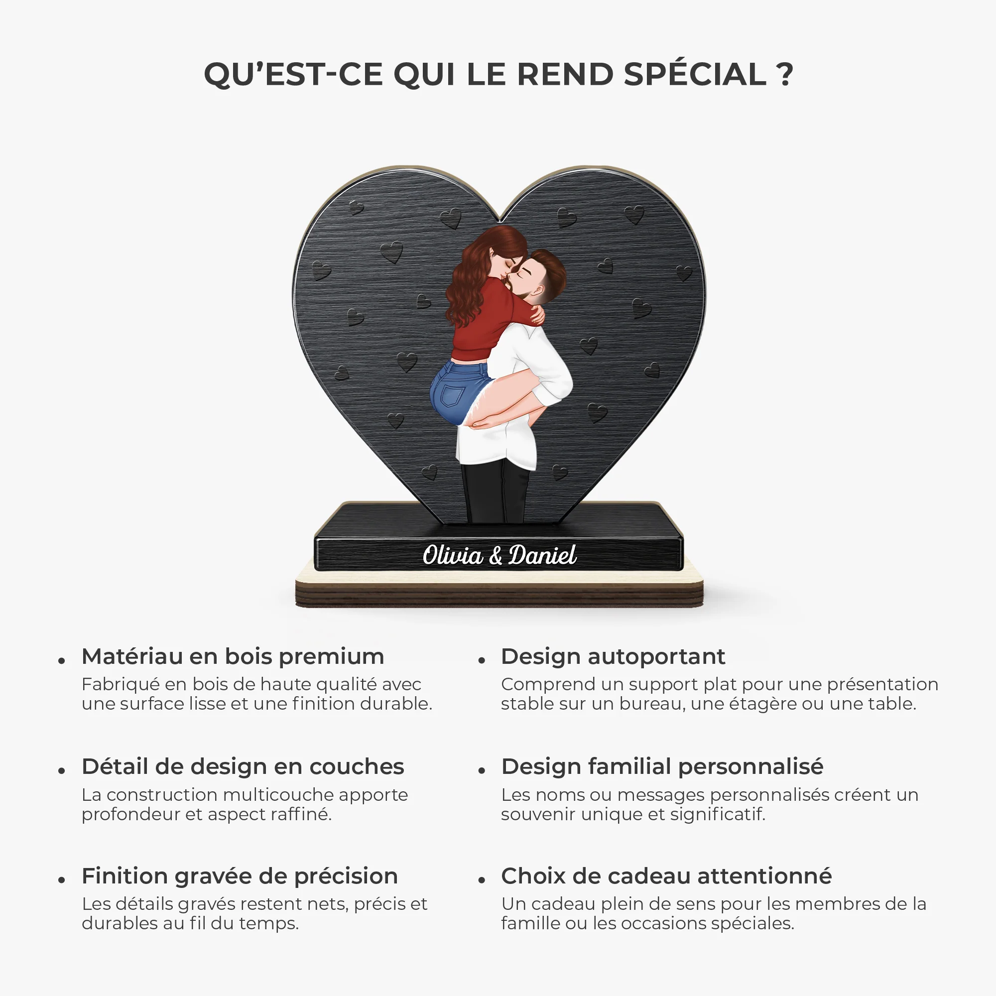 Plaque En Bois Personnalisable Avec Support Plat - Cadeau Couple Original - Image 6