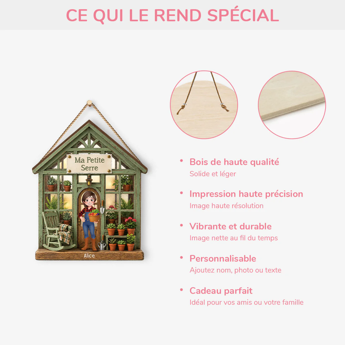 Plaque En Bois Personnalisable Femme/Homme - Mon Petit Jardin - Image 4