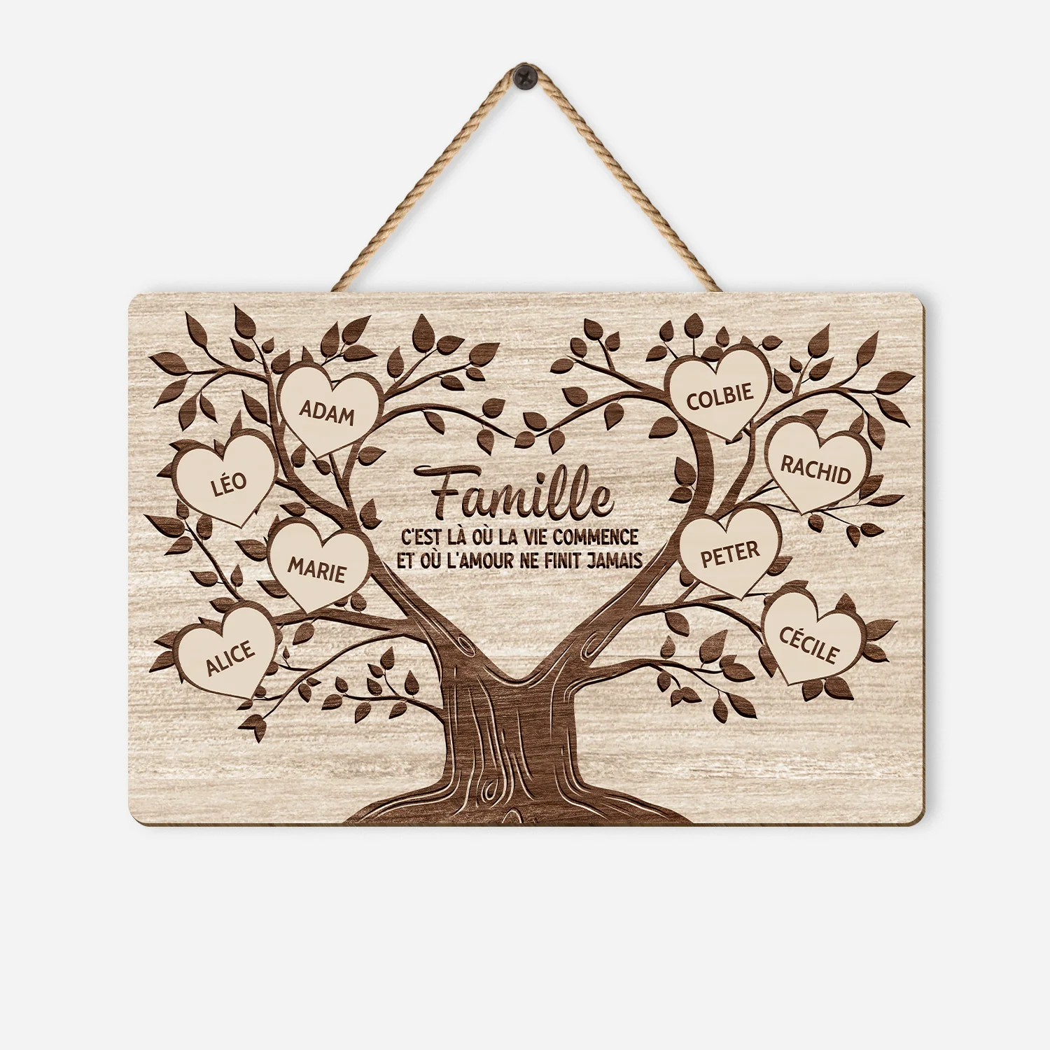 Plaque En Bois Arbre De Vie Personnalisé À Suspendre - L'Arbre Familia