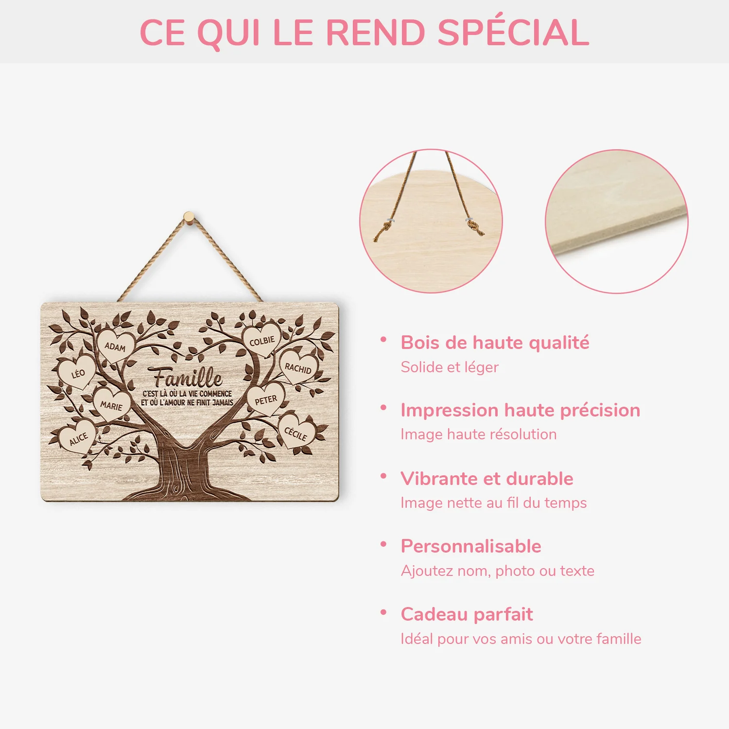 Plaque En Bois Arbre De Vie Personnalisé À Suspendre - L'Arbre Familia - Image 4
