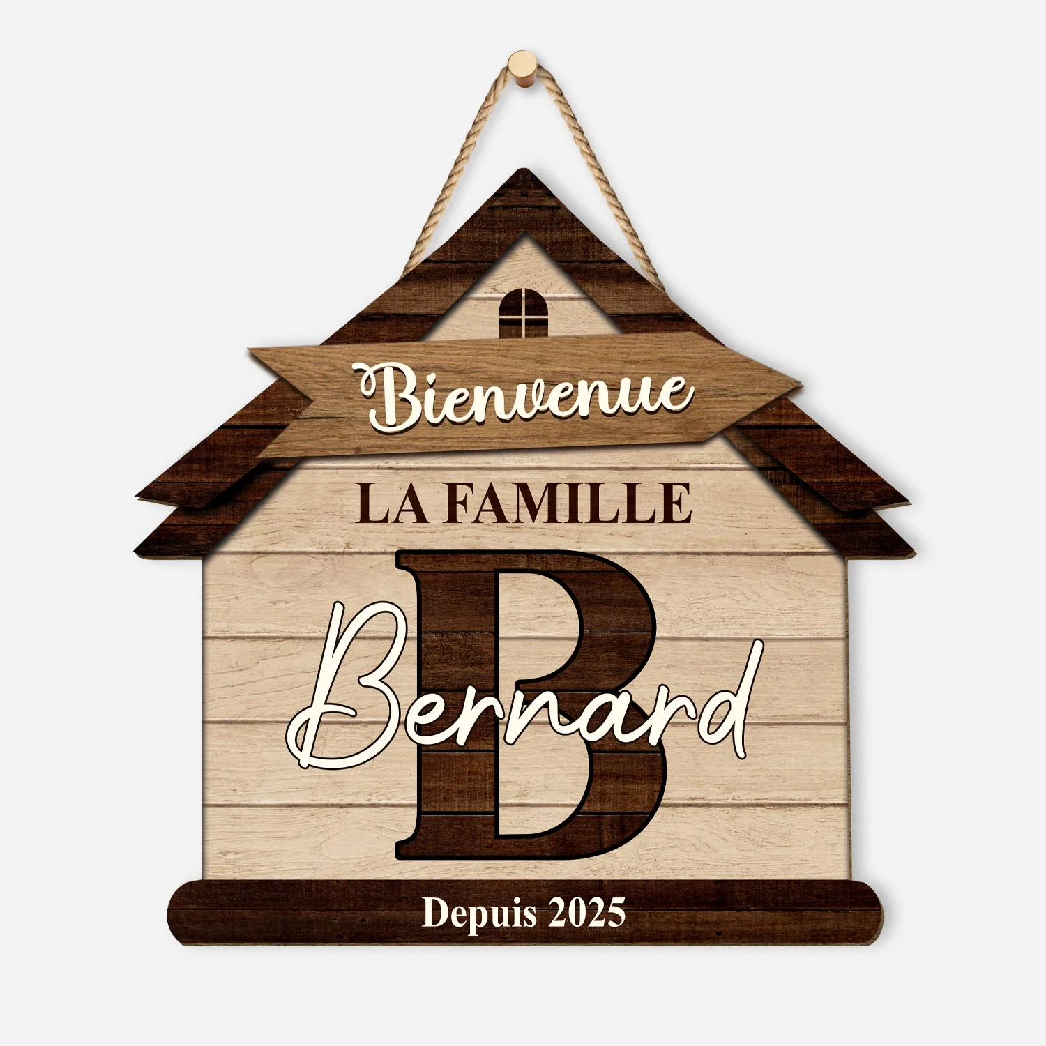 Plaque En Bois Personnalisée À Suspendre - Bienvenue Dans Notre Famille