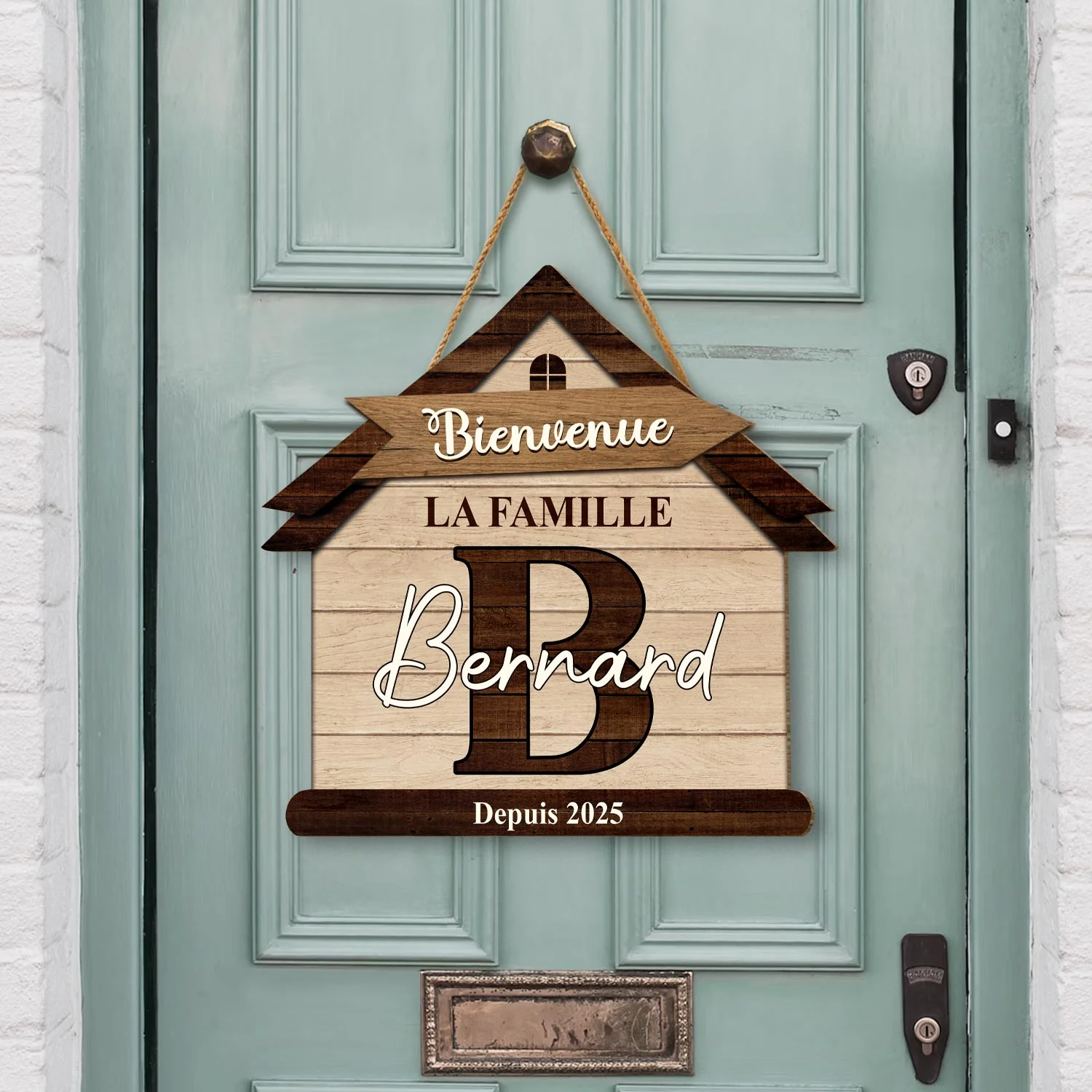 Plaque En Bois Personnalisée À Suspendre - Bienvenue Dans Notre Famille - Image 2