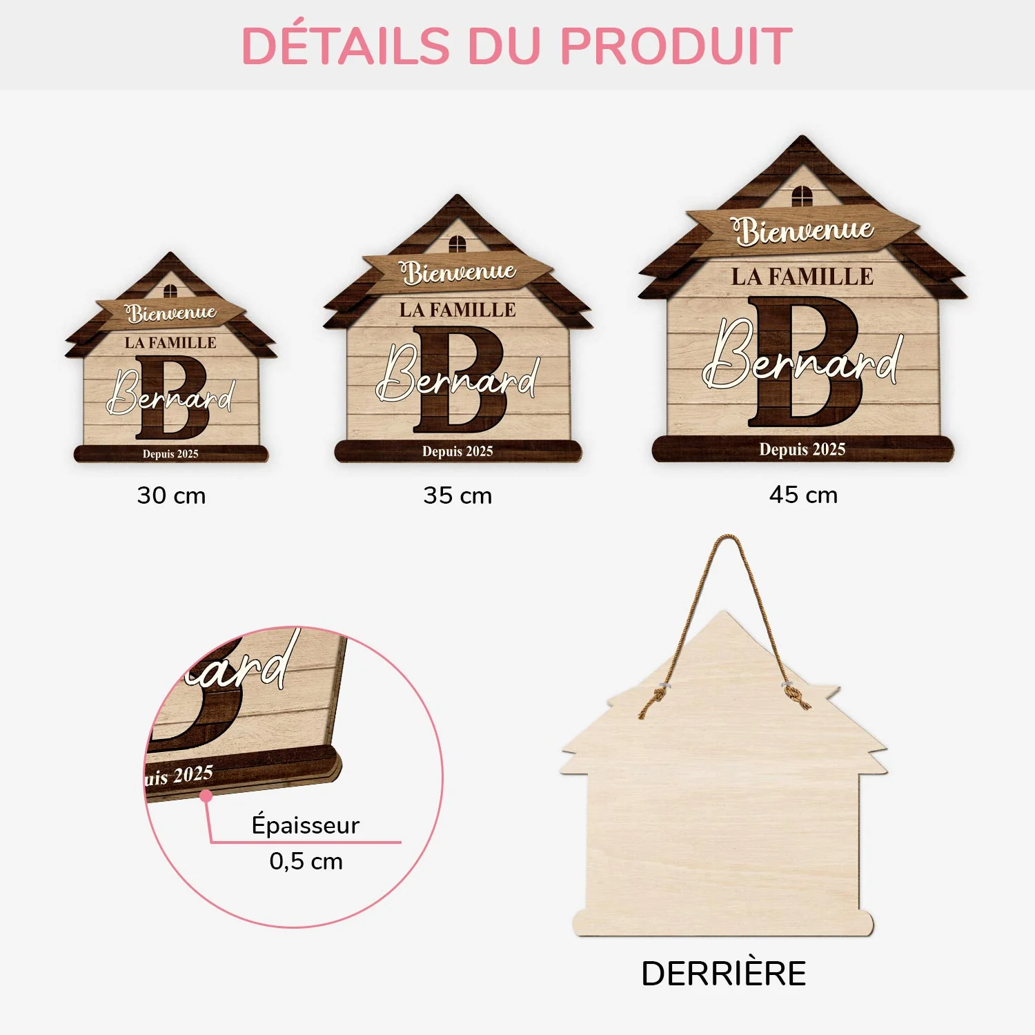 Plaque En Bois Personnalisée À Suspendre - Bienvenue Dans Notre Famille - Image 3