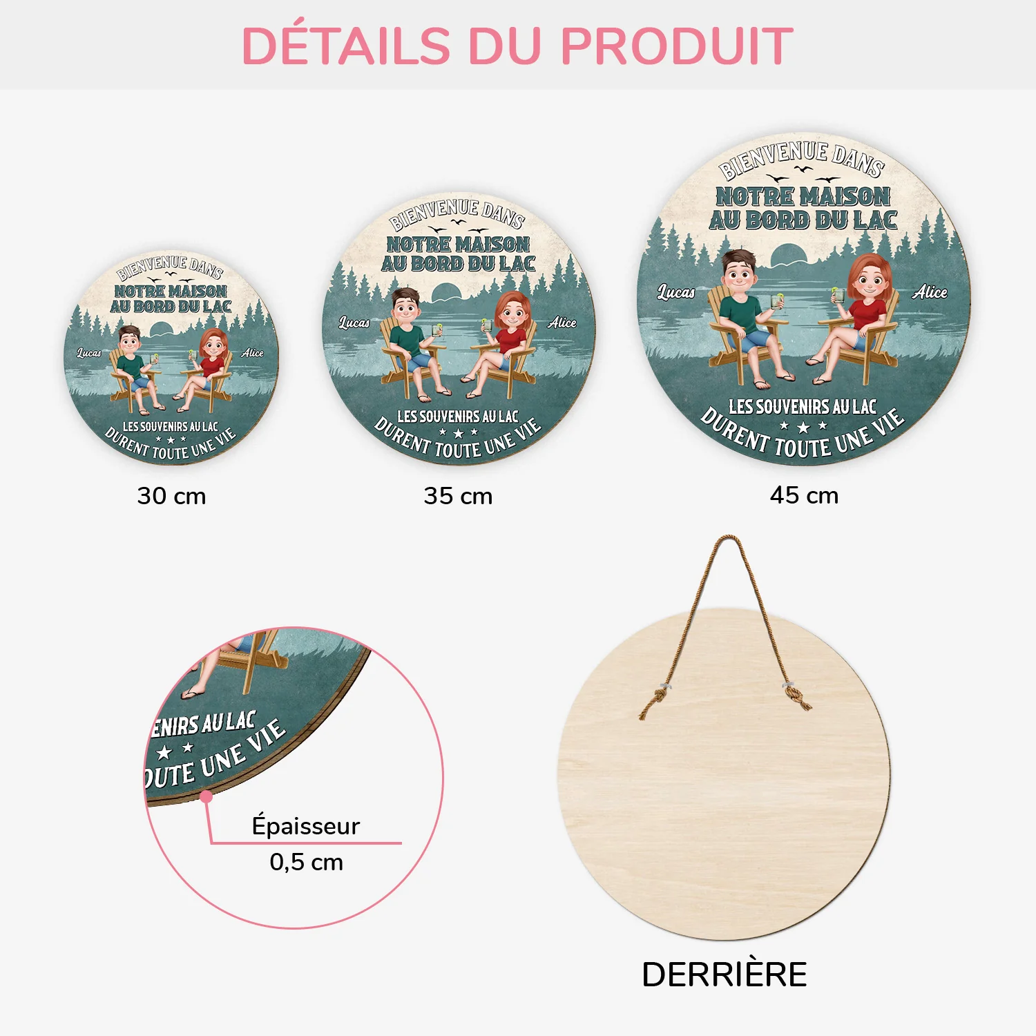 Plaque En Bois Personnalisée À Suspendre - Bienvenue Dans Notre Maison Au Bord Du Lac - Image 3